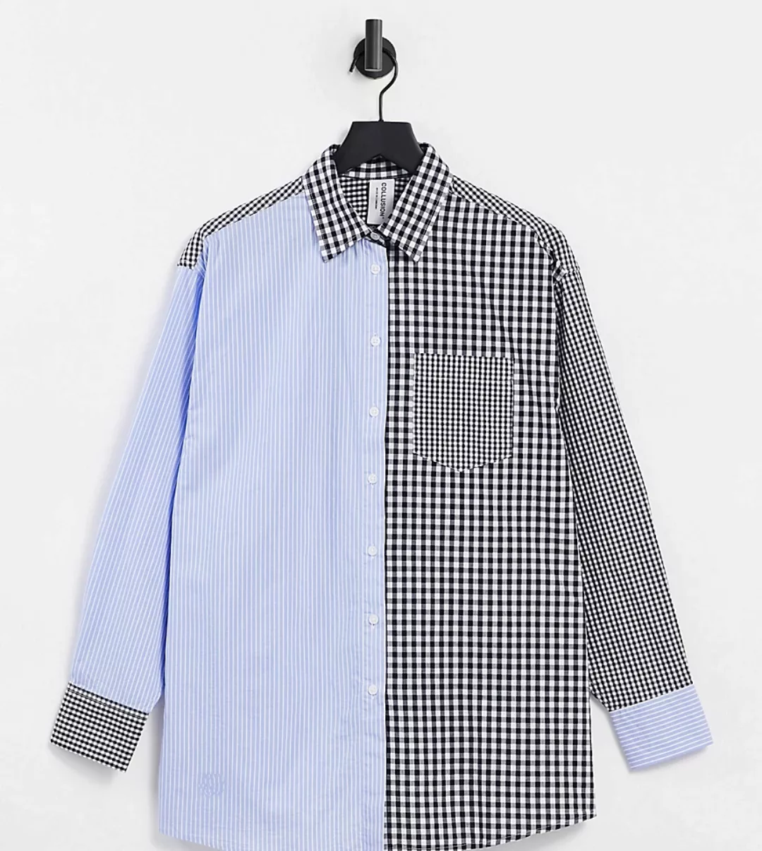 COLLUSION – Kariertes Oversize-Hemd in kontrastierendem Design-Mehrfarbig günstig online kaufen