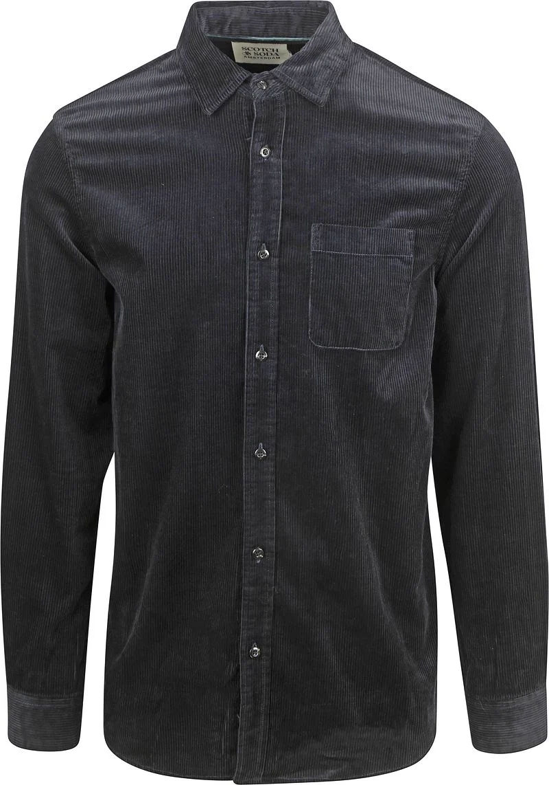 Scotch and Soda Solid Corduroy Hemd Schwarz - Größe M günstig online kaufen