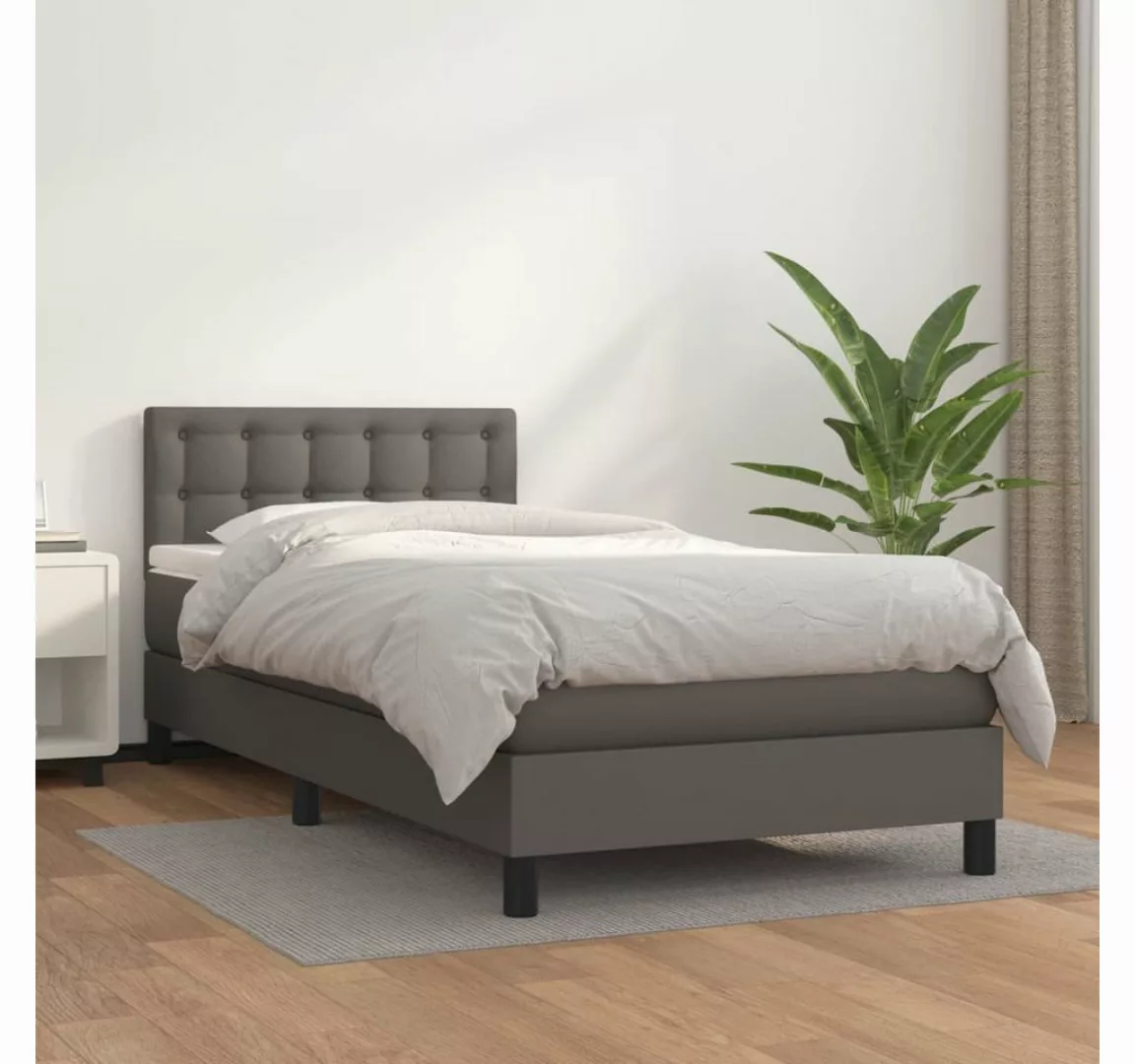 vidaXL Boxspringbett Bett Boxspringbett mit Matratze Kunstleder (90 x 190 c günstig online kaufen