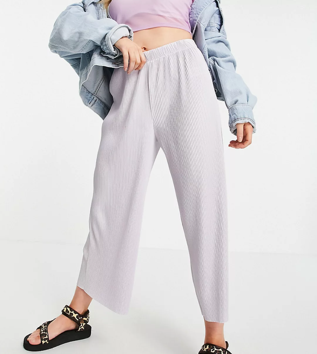 ASOS DESIGN Petite – Plissierte Culotte in Lavendelblau günstig online kaufen