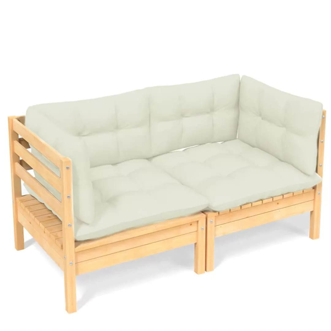 2-sitzer-gartensofa Mit Creme Kissen Massivholz Kiefer günstig online kaufen