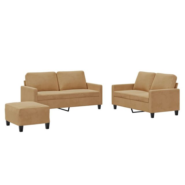 vidaXL Sofa Sofagarnitur Set mit Kissen Samt, 3-tlg., Braun günstig online kaufen