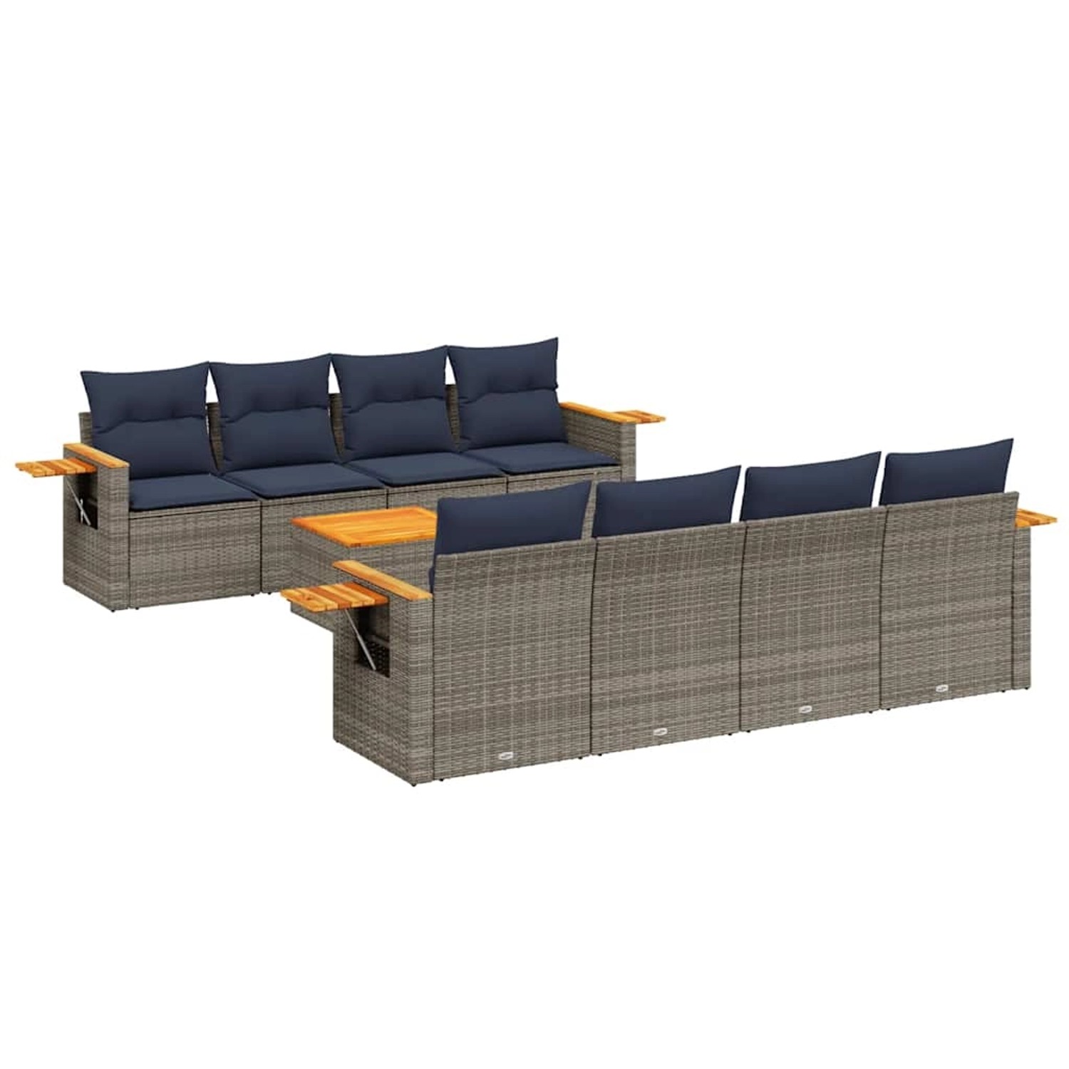 vidaXL 9-Tlg Garten-Sofagarnitur mit Kissen Grau Poly Rattan 3226663 günstig online kaufen