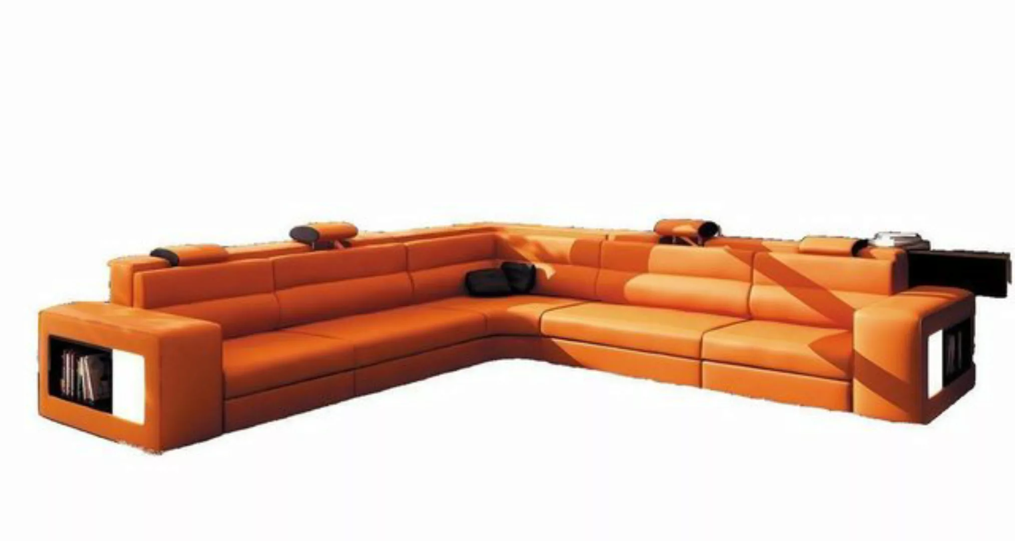 JVmoebel Ecksofa Luxus großes L-Form Sofa Orange Eckgarnitur+LED Brandneu, günstig online kaufen