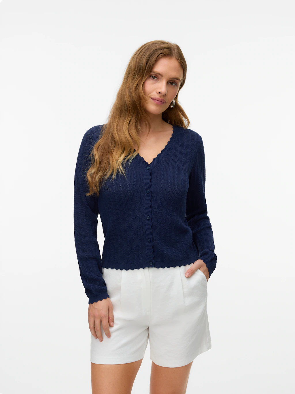 Vero Moda Strickjacke "VMLUXLIGHT POINTELLE LS V-NECK CARDIGAN" günstig online kaufen