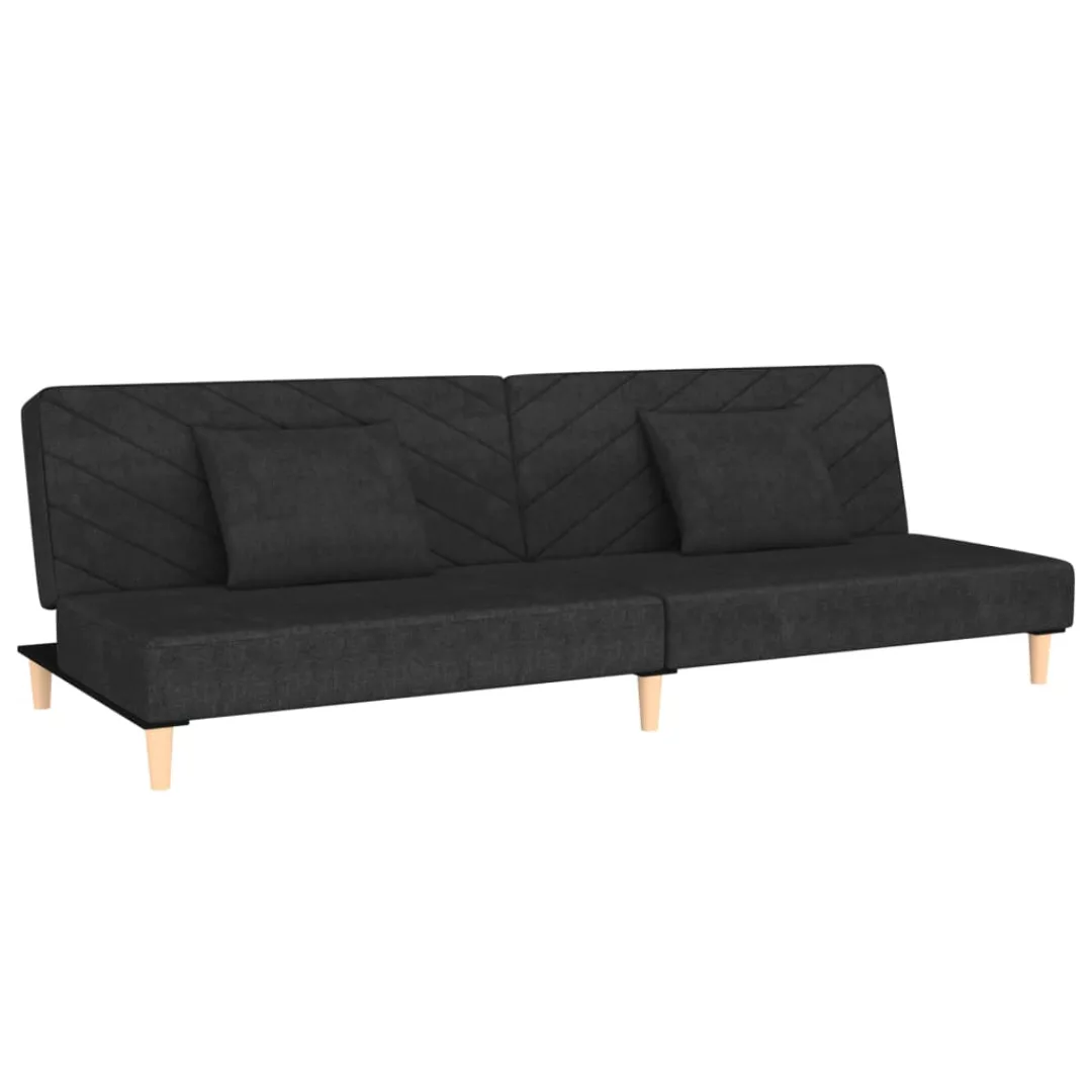 Schlafsofa 2-sitzer Mit 2 Kissen Schwarz Stoff günstig online kaufen