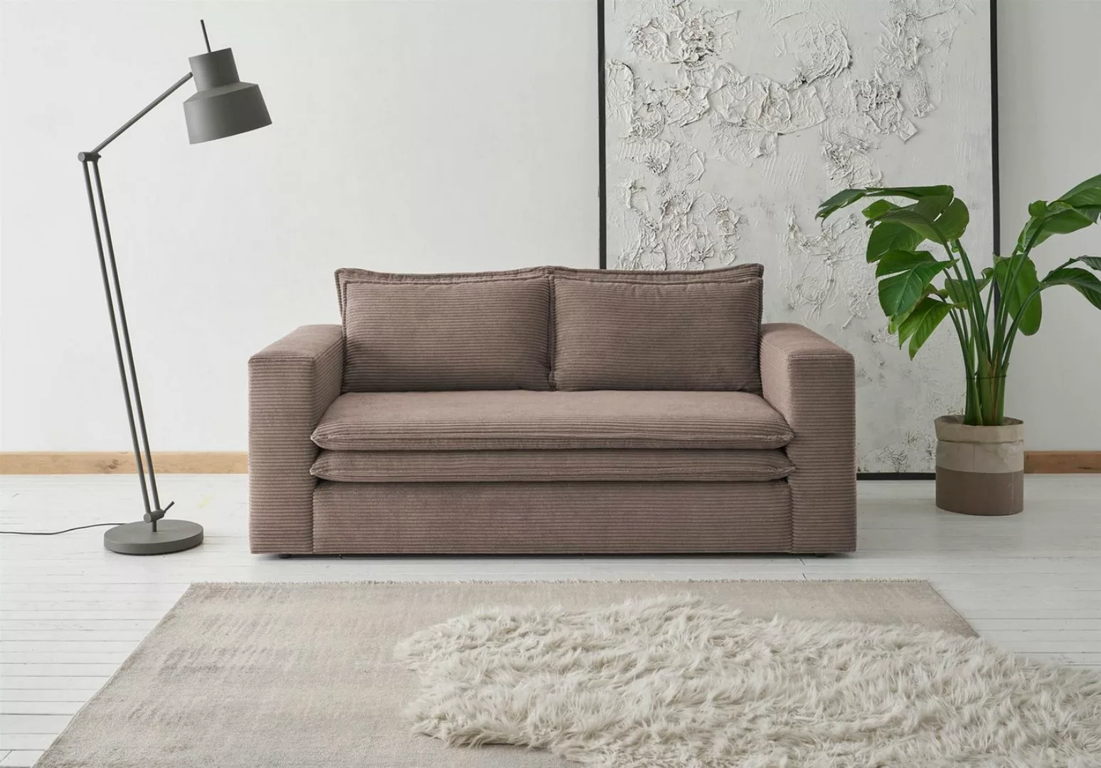 Design-Wohngalerie Sofa Couch Piagge 2 Sitzer - Cordstoff Hellbraun günstig online kaufen