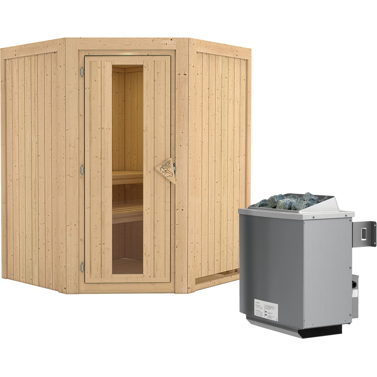 Karibu Sauna-Set Lyra inkl. Ofen 9 kW mit integr. Steuerung, Energiespartür günstig online kaufen