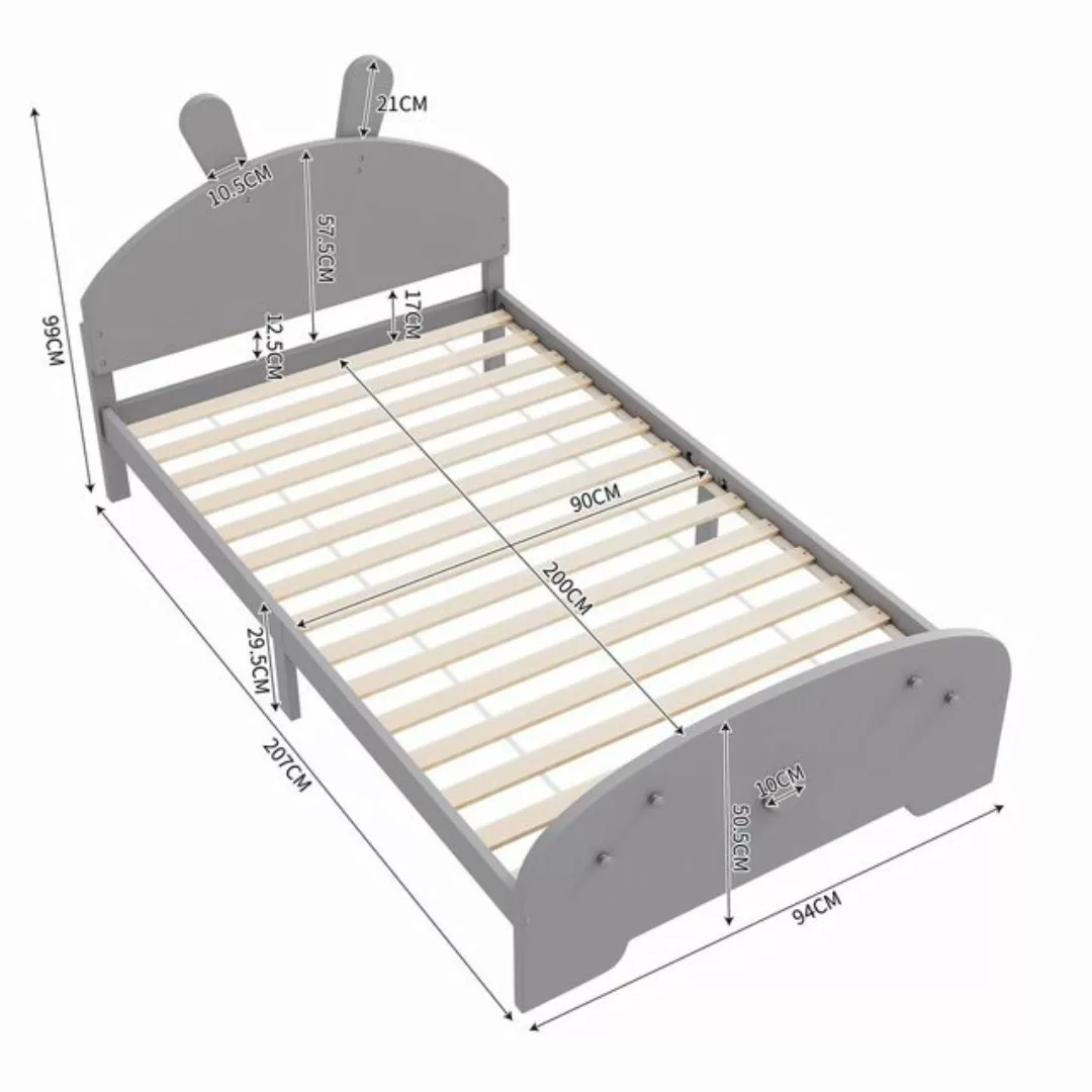 BlingBin Einzelbett Kinderbett (1-tlg., Bett in Hasenform), 90×200cm günstig online kaufen