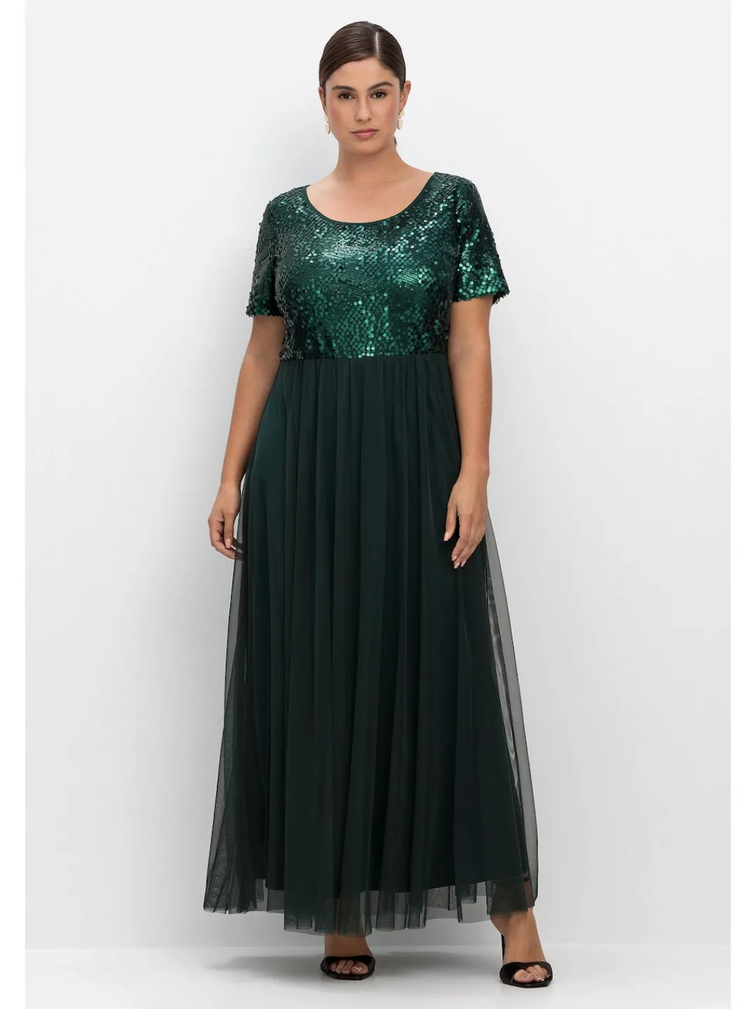 Sheego Abendkleid "Große Größen", in A-Linie mit Pailletten günstig online kaufen