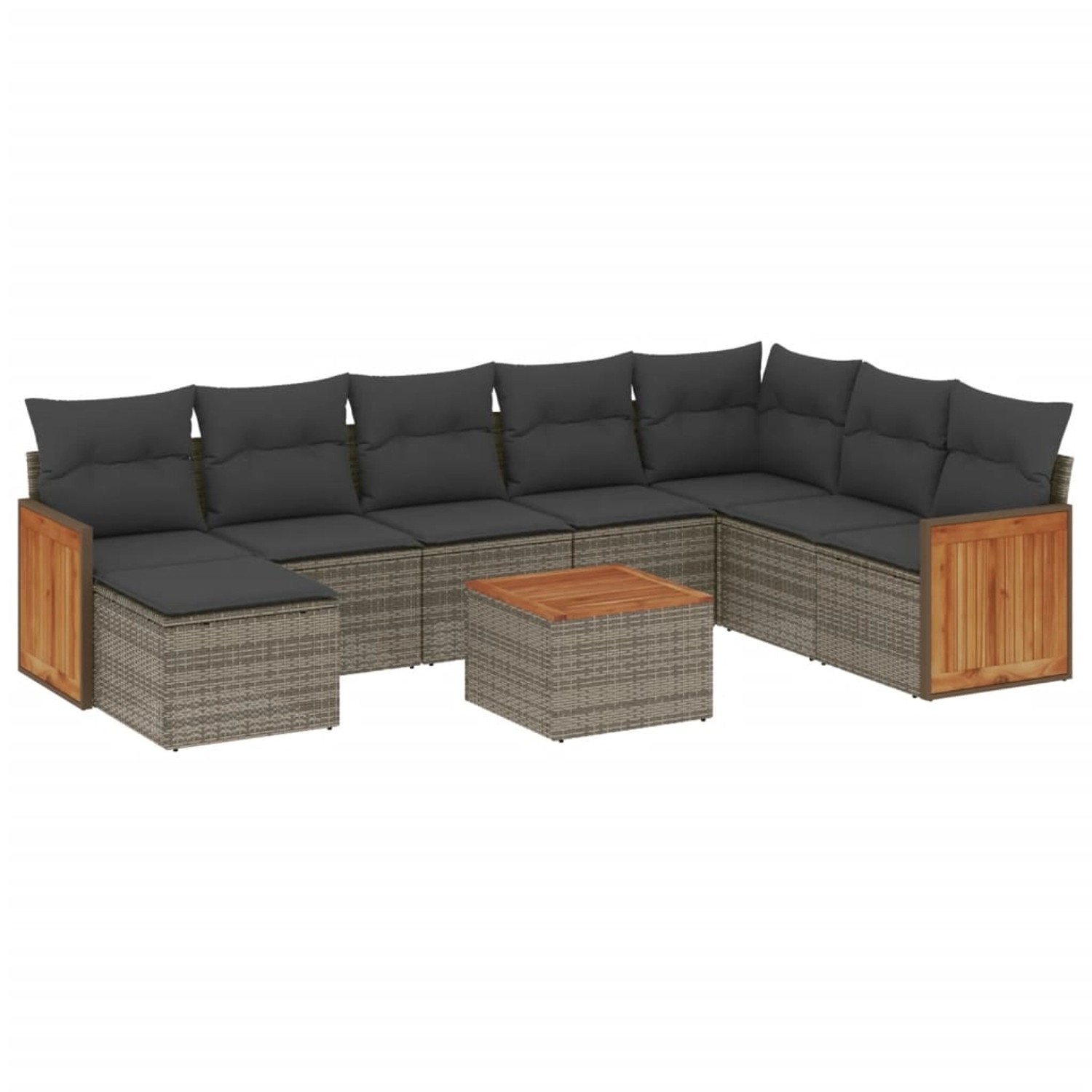 vidaXL 9-Tlg Garten-Sofagarnitur mit Kissen Grau Poly Rattan 3227936 günstig online kaufen