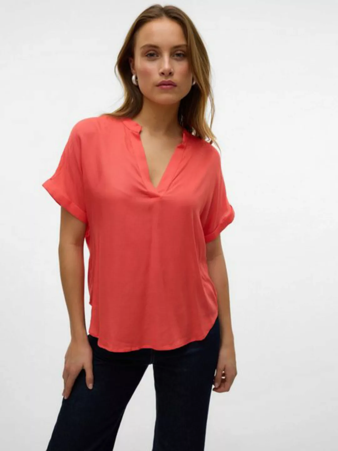 Vero Moda Blusenshirt Top Casual Splitneck Bluse VMBEAUTY SS TOP WVN GA NOO günstig online kaufen