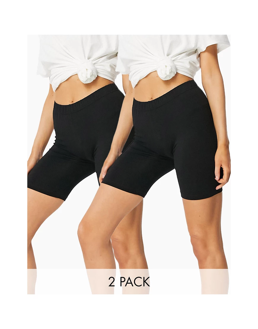 Vero Moda – Leggings-Shorts aus Bio-Baumwolle in Schwarz im 2er-Pack günstig online kaufen