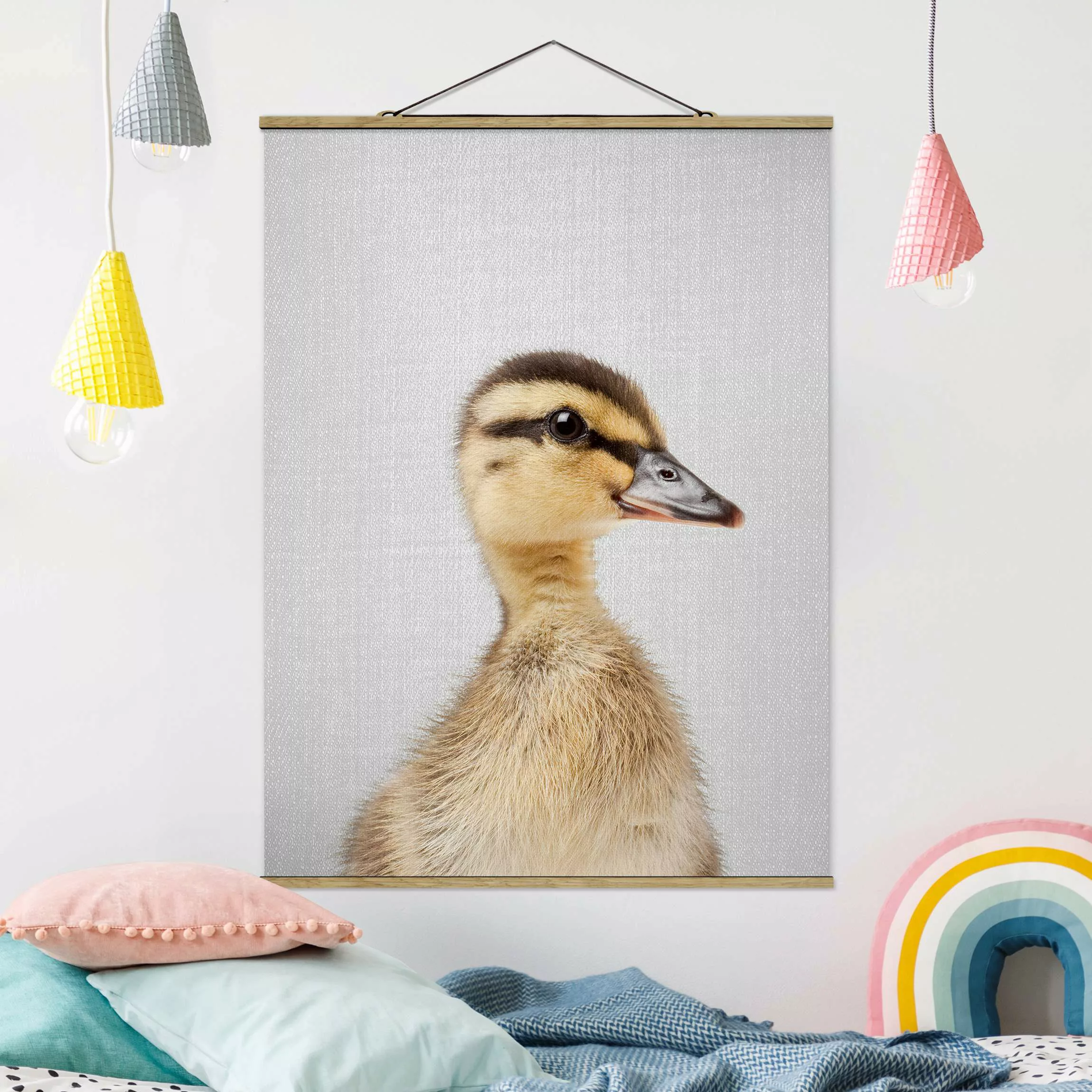 Stoffbild mit Posterleisten Baby Ente Eddie günstig online kaufen