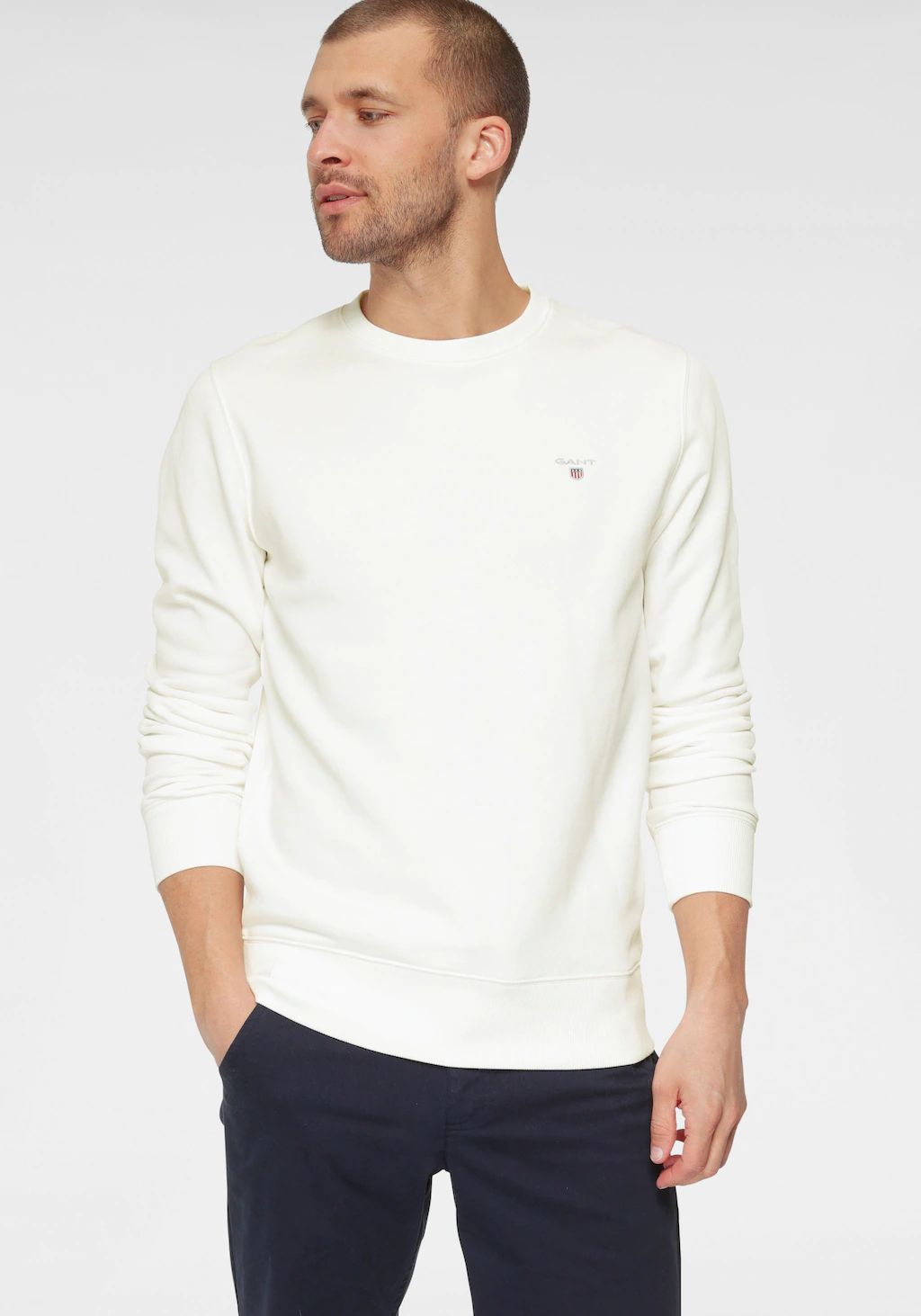 Gant Sweatshirt ORIGINAL C-NECK SWEAT mit Rippbündchen an Saum und Ärmel günstig online kaufen