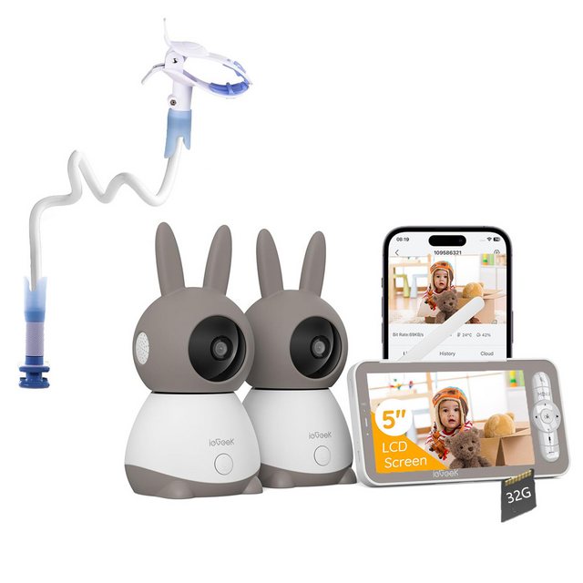 ieGeek Video-Babyphone Babyphone mit 2 Kameras und App 5-Zoll LCD-Display 2 günstig online kaufen