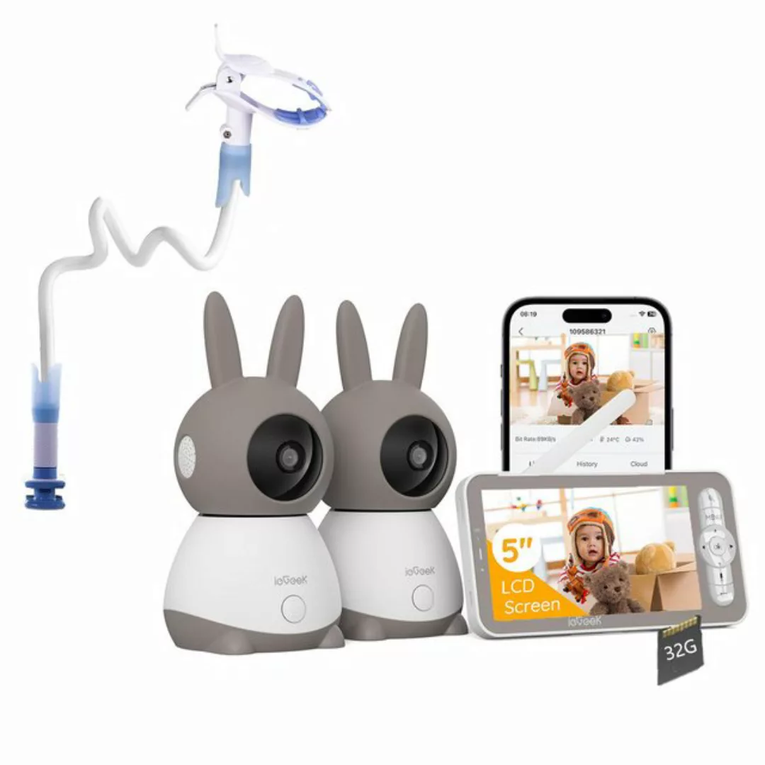 ieGeek Video-Babyphone Babyphone mit 2 Kameras und App 5-Zoll LCD-Display 2 günstig online kaufen