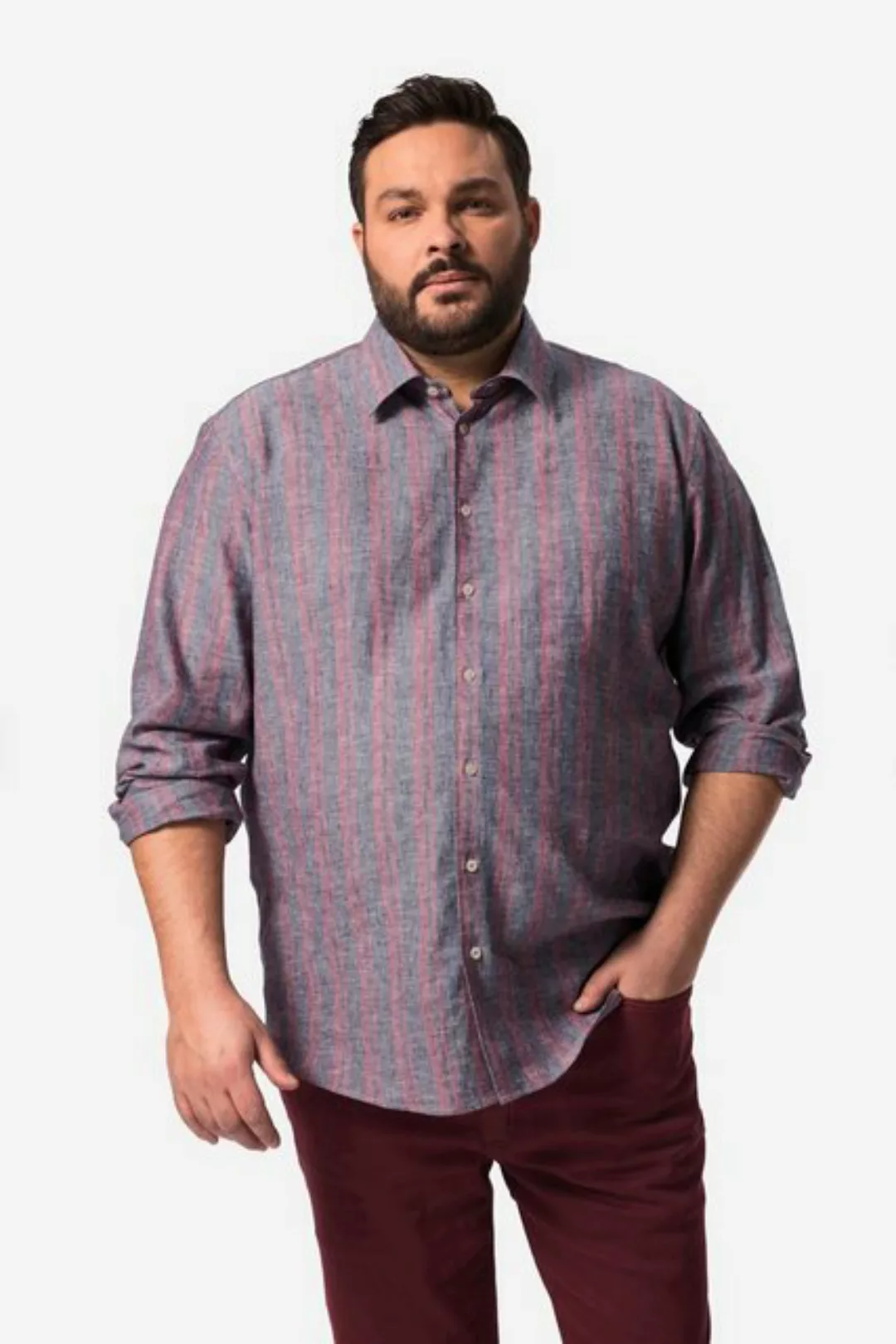 Men Plus Businesshemd Men+ Leinenmix-Hemd Langarm Kentkragen Comfort Fit günstig online kaufen