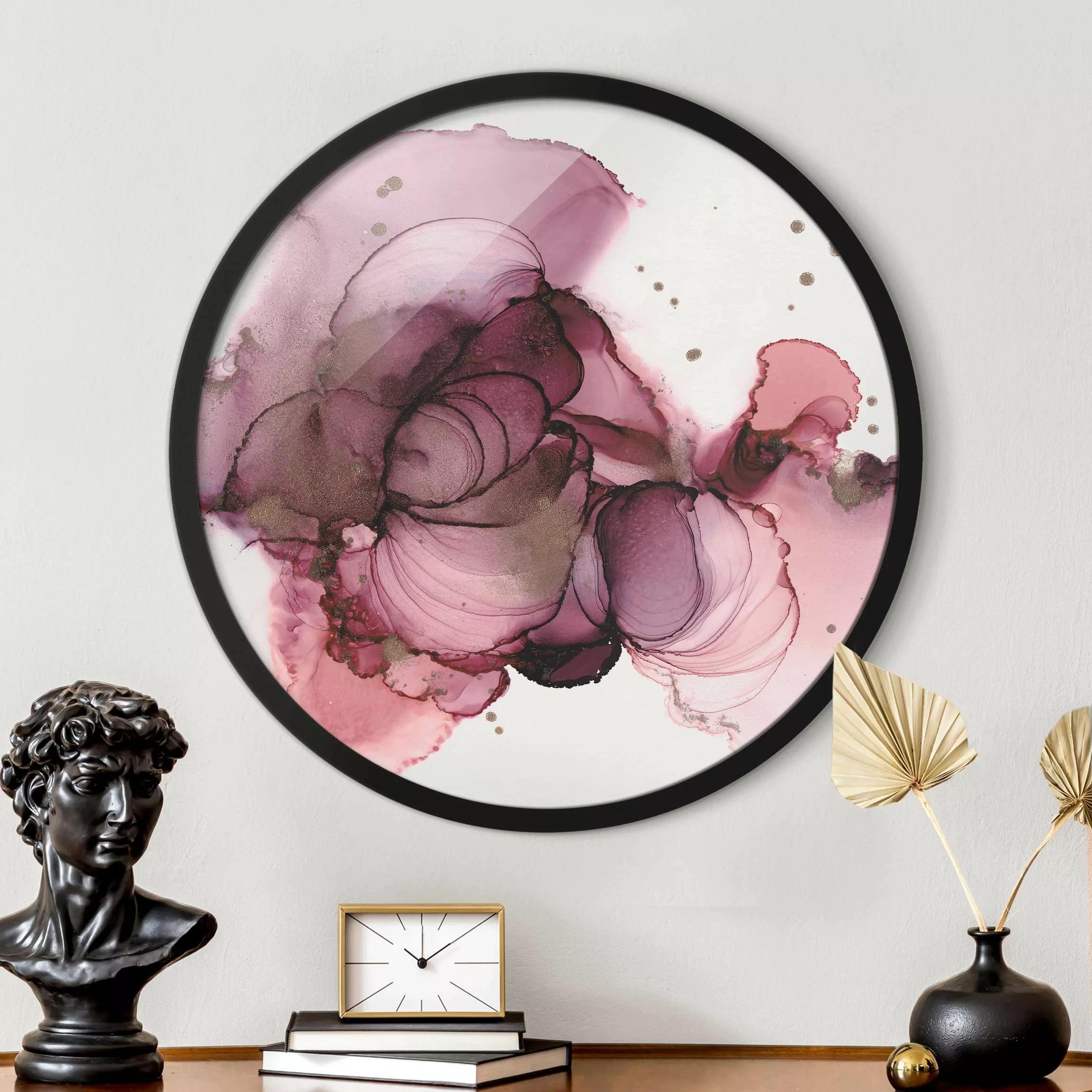 Rundes Gerahmtes Bild Fließende Reinheit in Violett günstig online kaufen