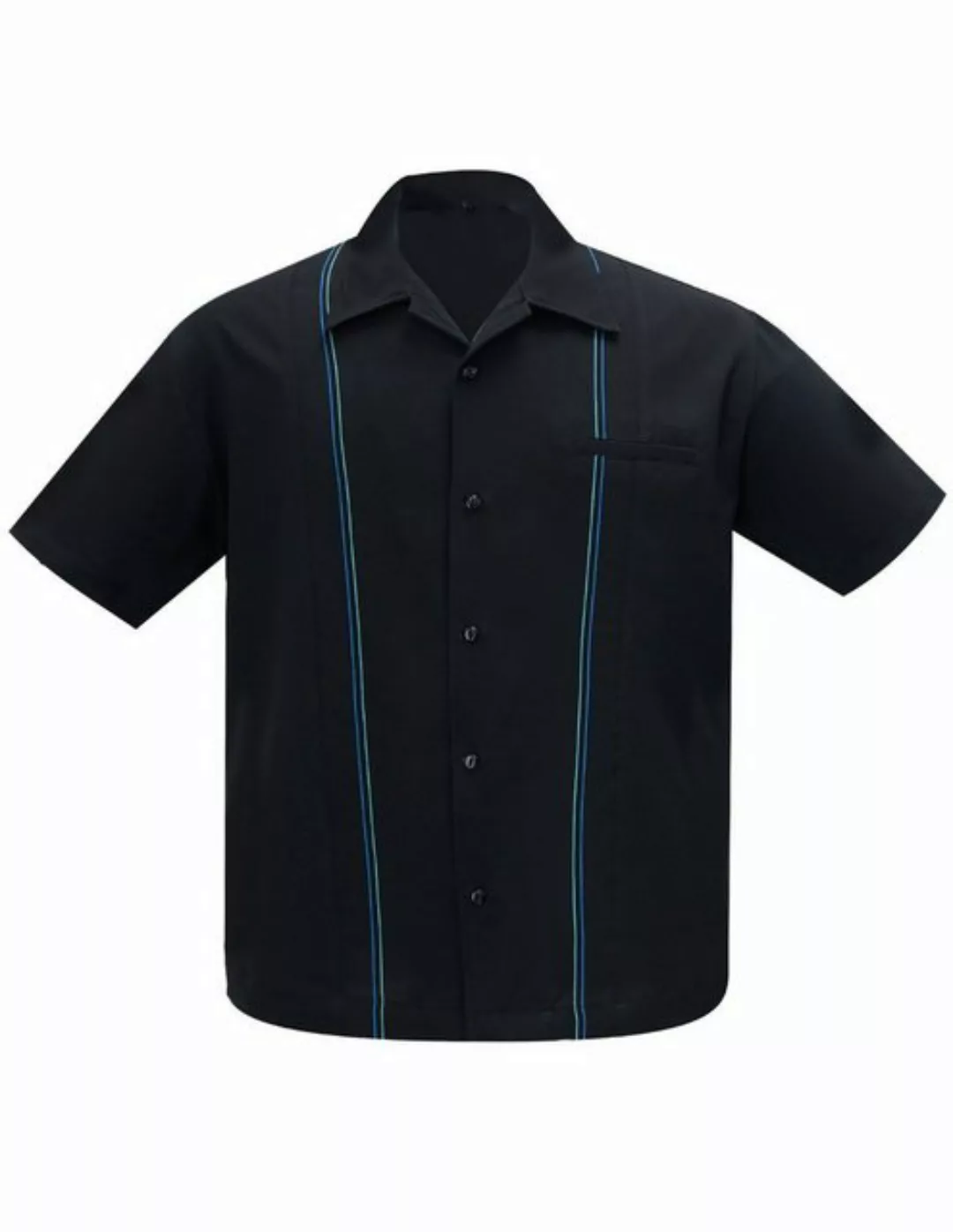 Steady Clothing Kurzarmhemd The Harold Schwarz Retro Vintage Bowling Shirt günstig online kaufen