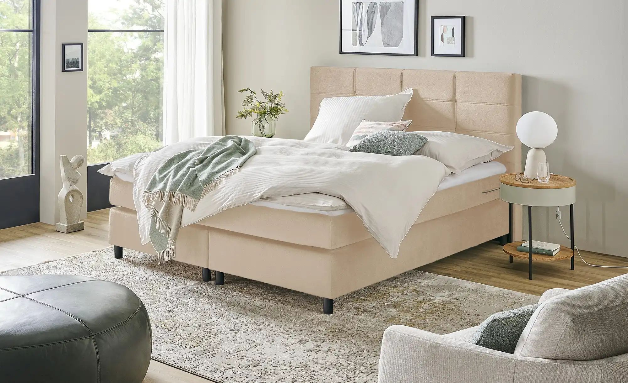 uno Boxspringbett  Wind ¦ beige ¦ Maße (cm): B: 180 H: 152 Betten > Komfort günstig online kaufen
