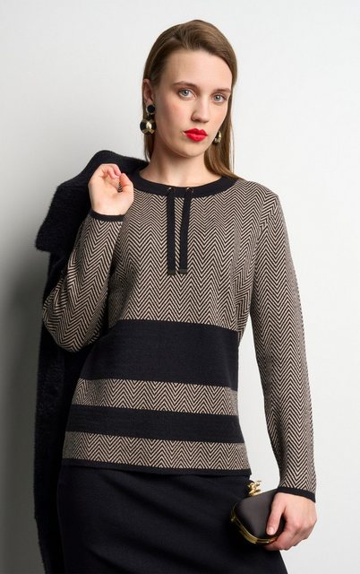 Passioni Strickpullover mit Fischgrät- und Streifenmuster im sportlich-eleg günstig online kaufen