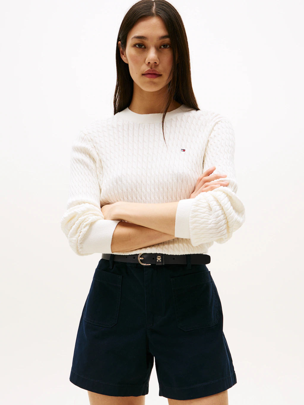 Tommy Hilfiger Rundhalspullover "CO CABLE C-NK LS SWEATER", mit Zopfmuster günstig online kaufen