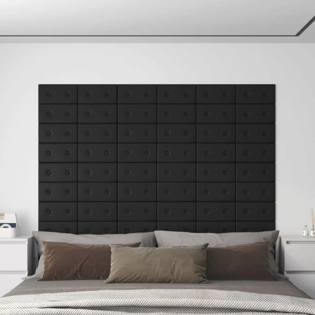 Vidaxl Wandpaneele 12 Stk. Schwarz 30x15 Cm Kunstleder 0,54 M² günstig online kaufen