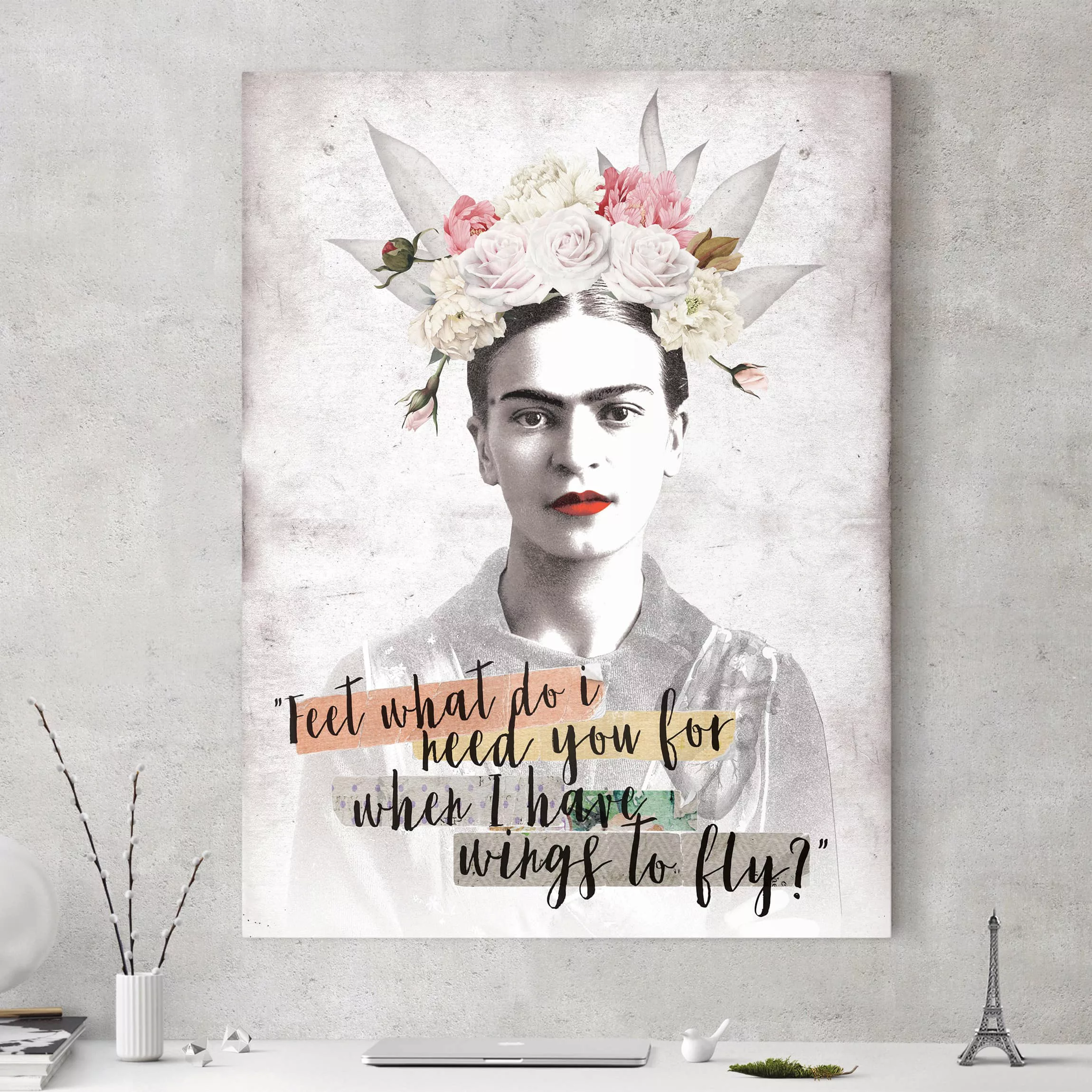 Leinwandbild Kunstdruck - Hochformat Frida Kahlo - Quote günstig online kaufen
