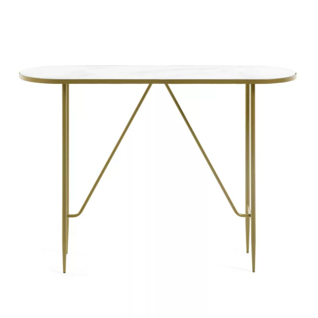 Ovaler Konsolentisch in Weiß und Goldfarben 110 cm breit günstig online kaufen