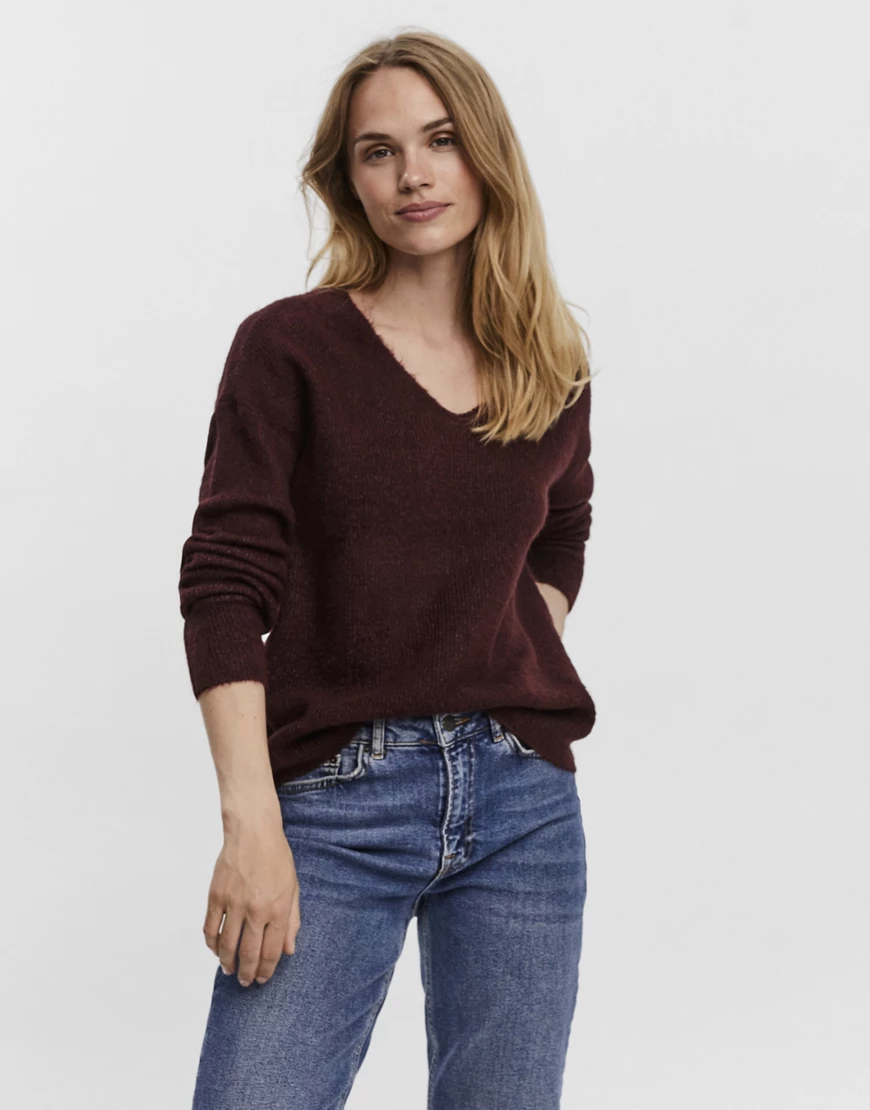 Vero Moda – Pullover mit V-Ausschnitt in Blau günstig online kaufen