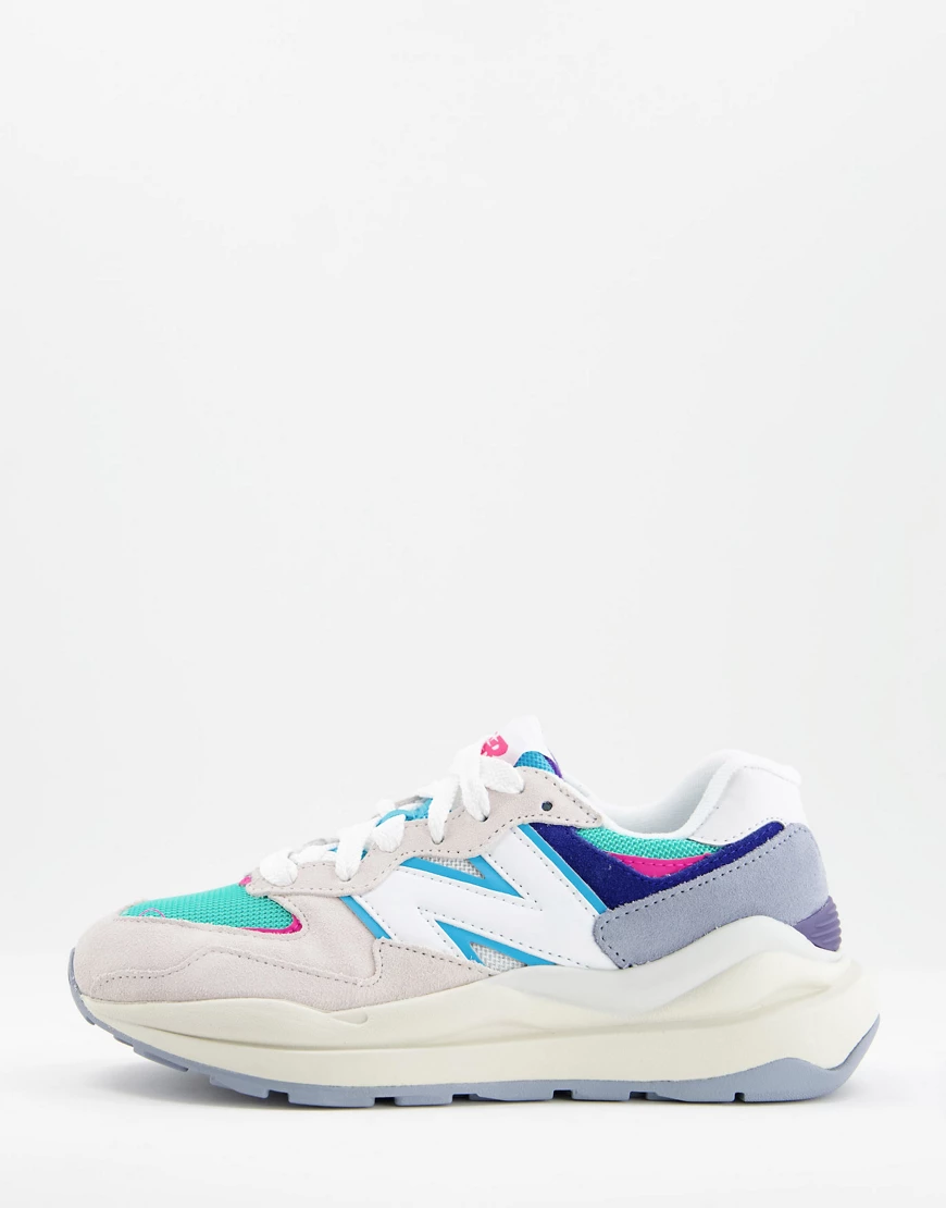 New Balance– 57/40 – Bunte Sneaker aus Veloursleder in Grün und Rosa günstig online kaufen