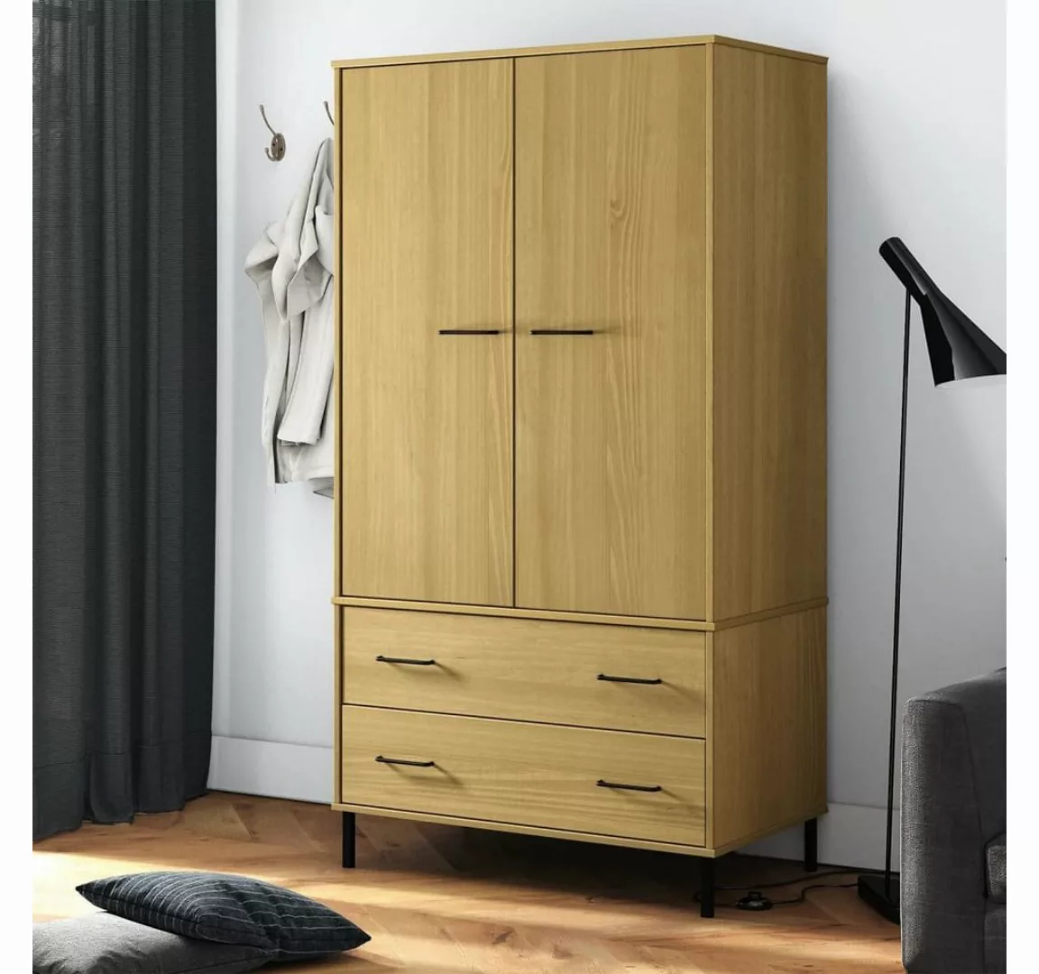 vidaXL Kleiderschrank Kleiderschrank OSLO Metallbeinen Braun 90x55x172,5cm günstig online kaufen