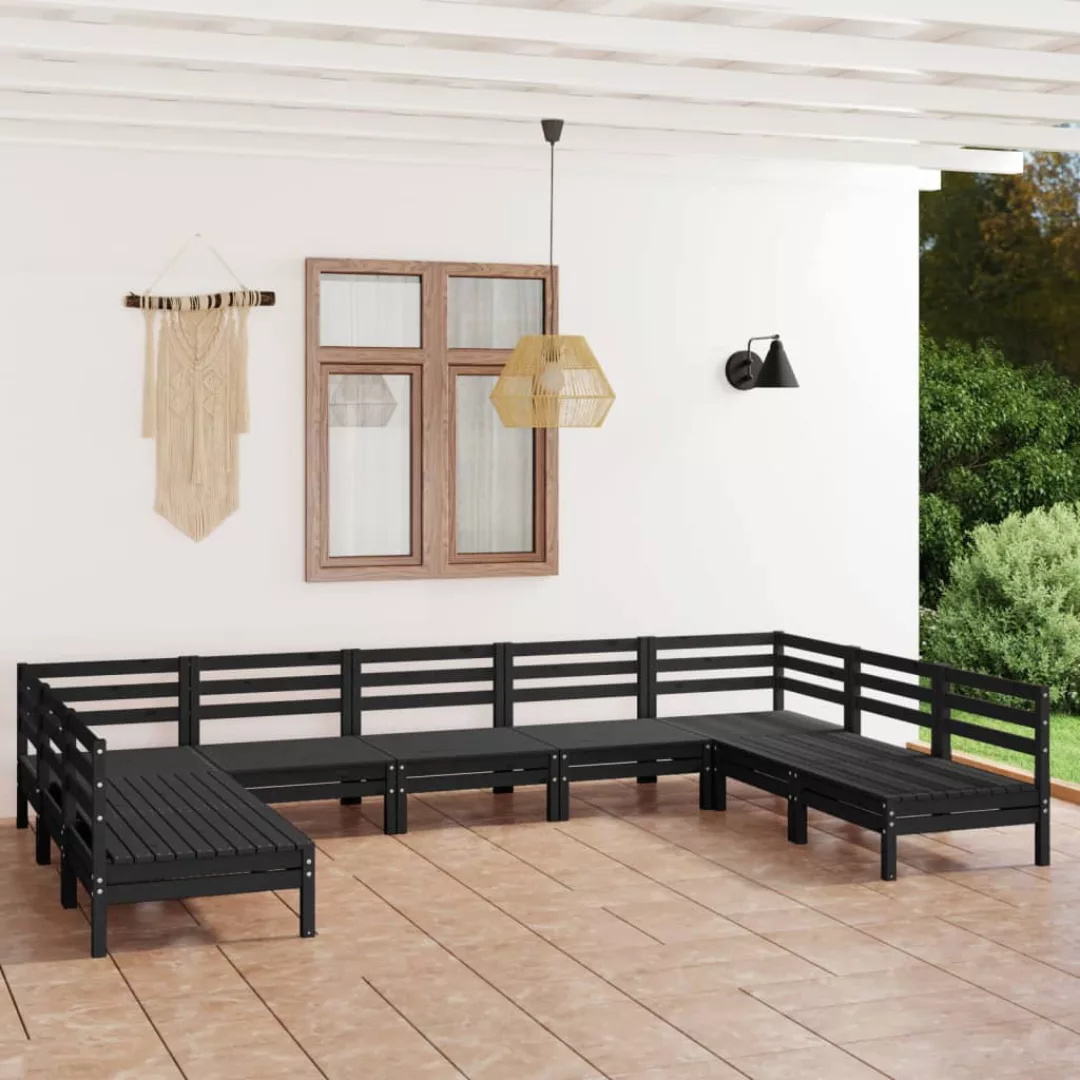 9-tlg. Garten-lounge-set Schwarz Massivholz Kiefer günstig online kaufen