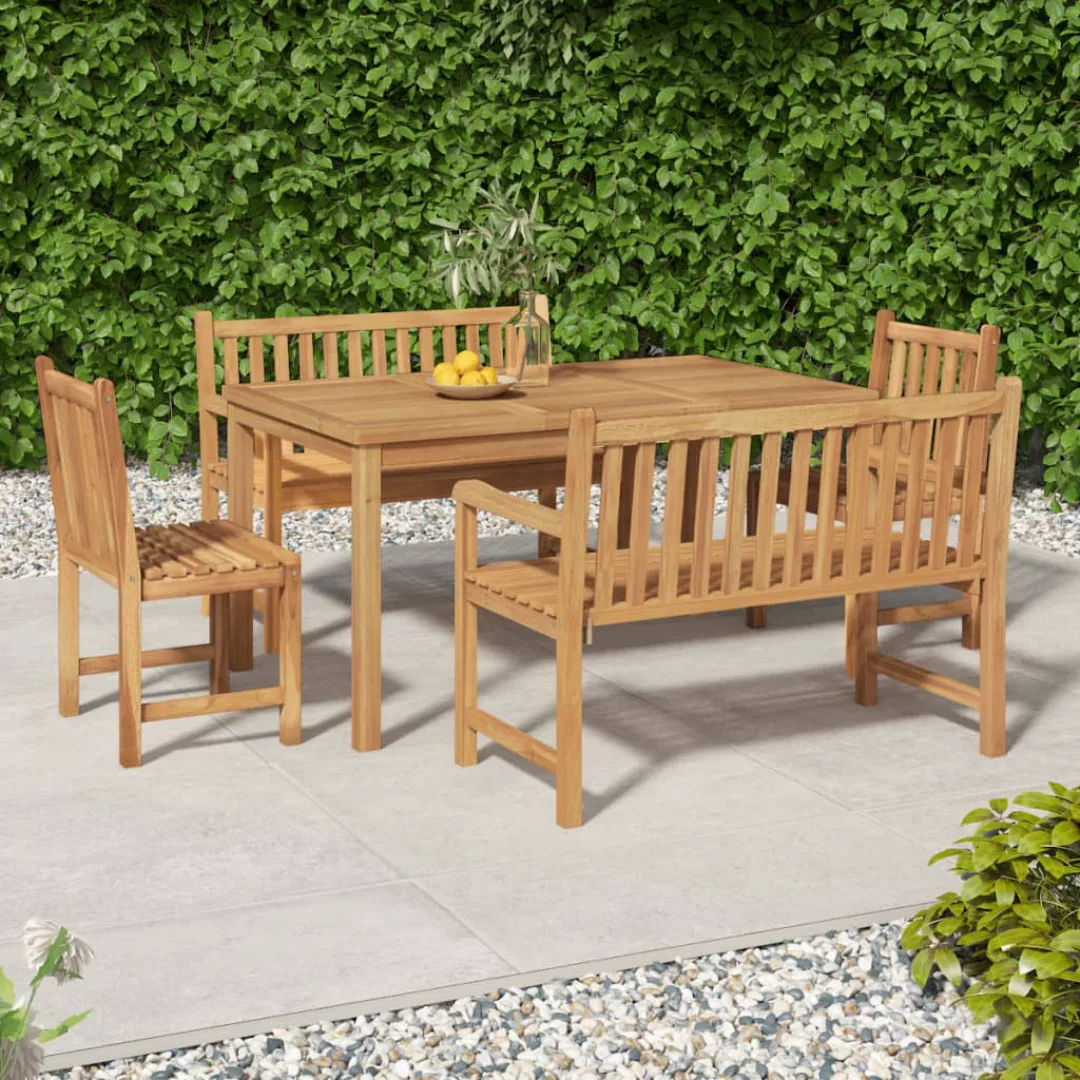 Vidaxl 5-tlg. Garten-essgruppe Massivholz Teak günstig online kaufen