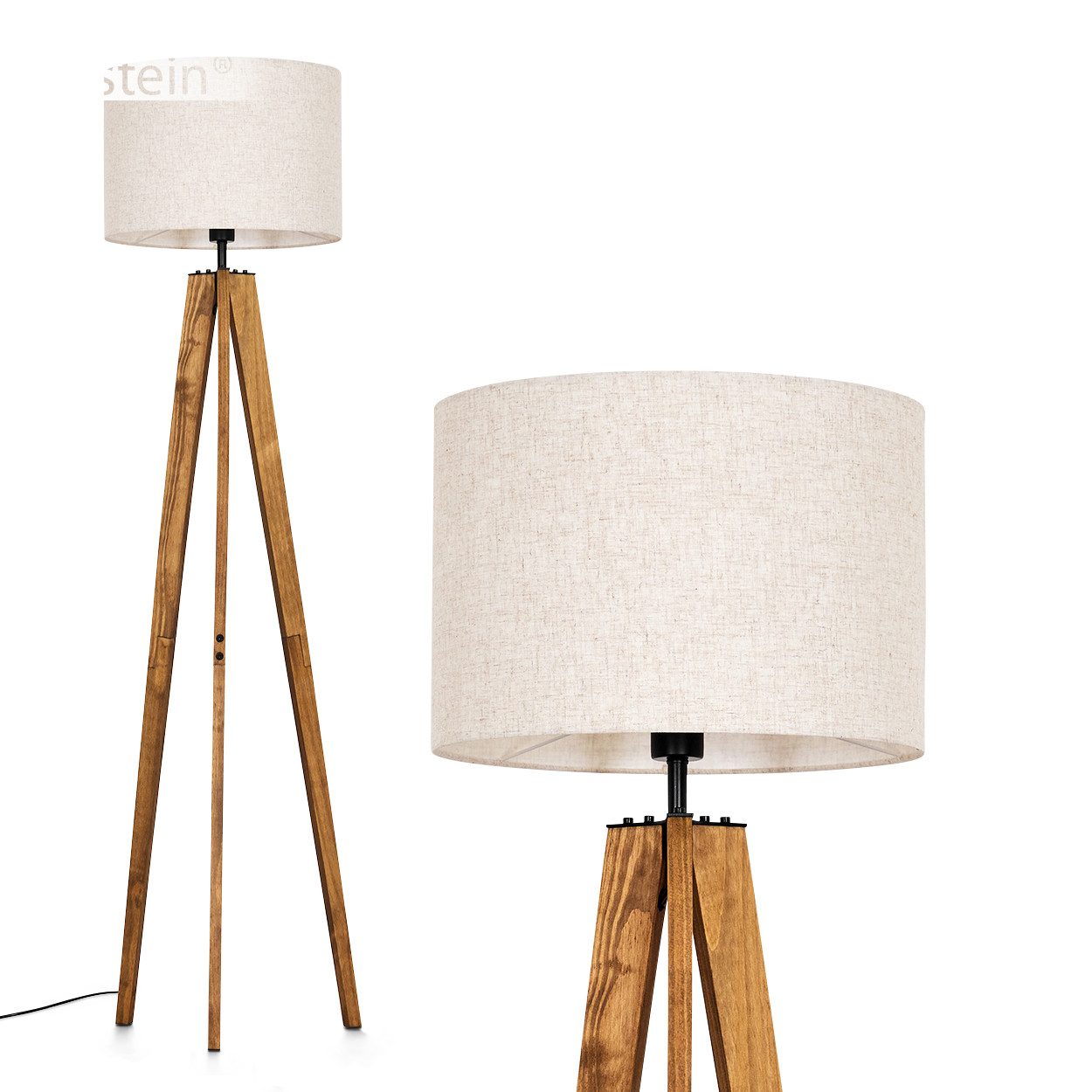 hofstein Stehlampe Stehlampe aus Holz/Metall/Stoff in günstig online kaufen