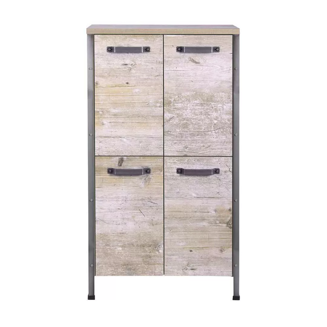 Bad Highboard in Eiche Grau Nachbildung Industry Style günstig online kaufen