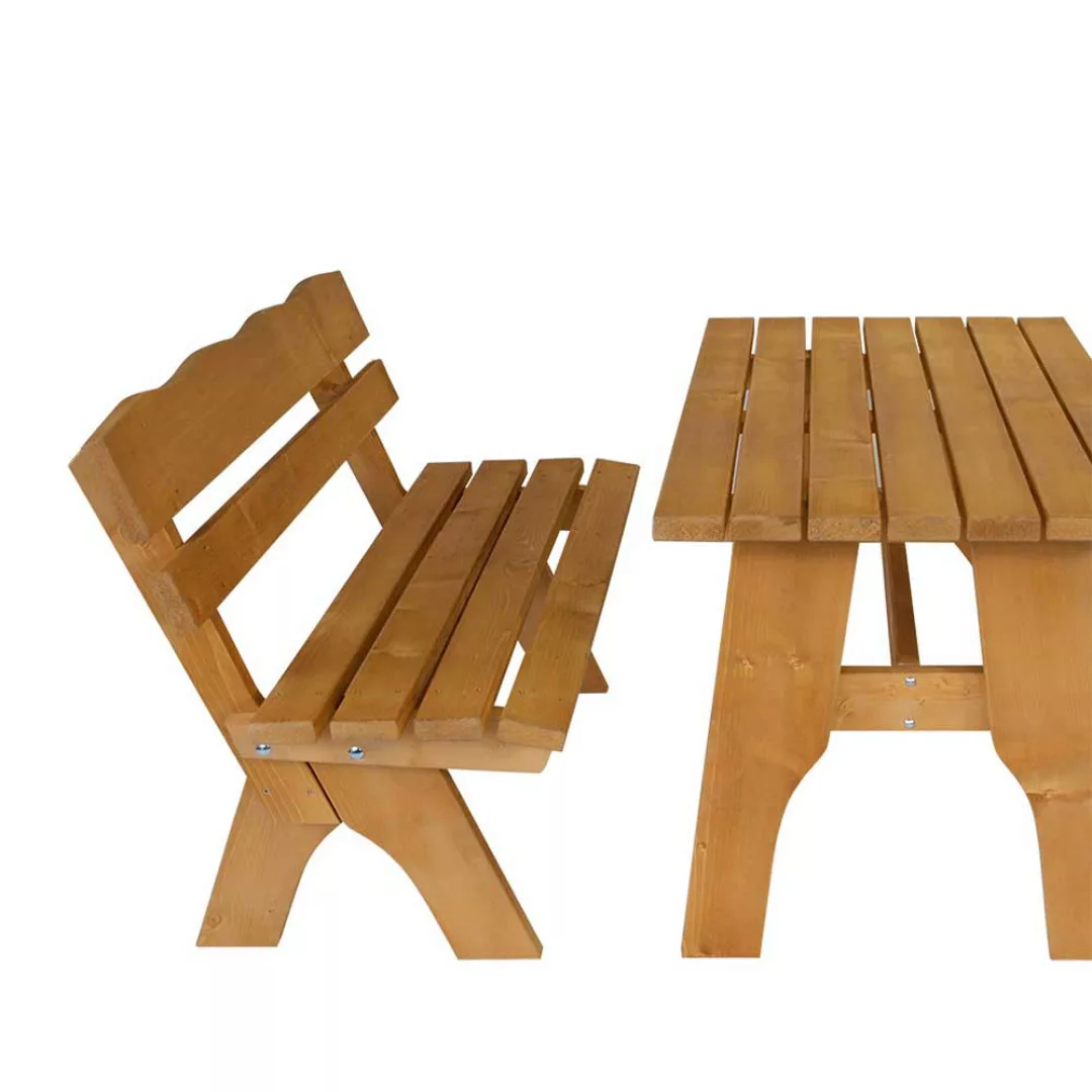 Gartentischgruppe aus Kiefer Massivholz mit Bänken (dreiteilig) günstig online kaufen