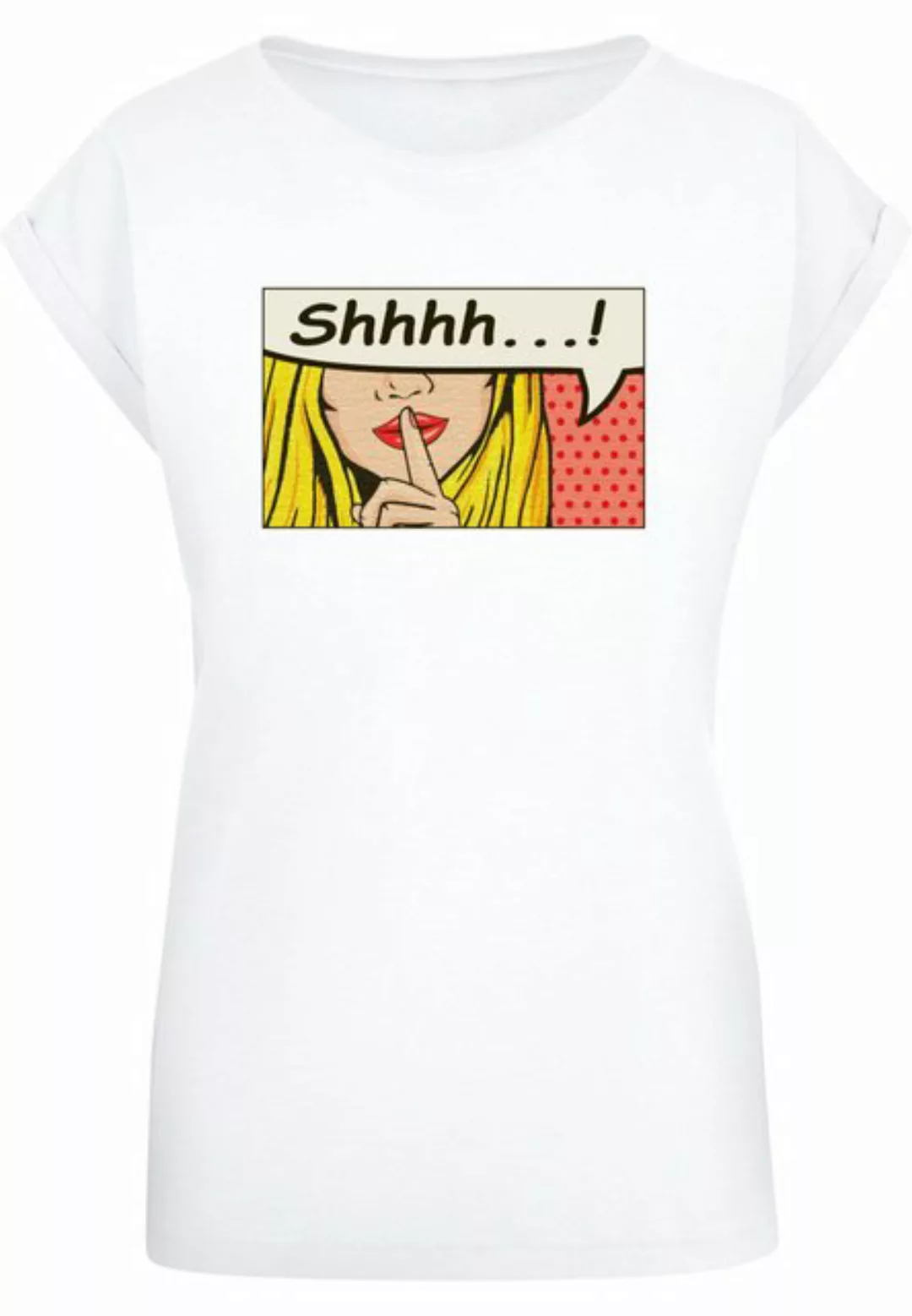 Merchcode T-Shirt Merchcode Damen Ladies Silent Sign Comic Extended Shoulde günstig online kaufen