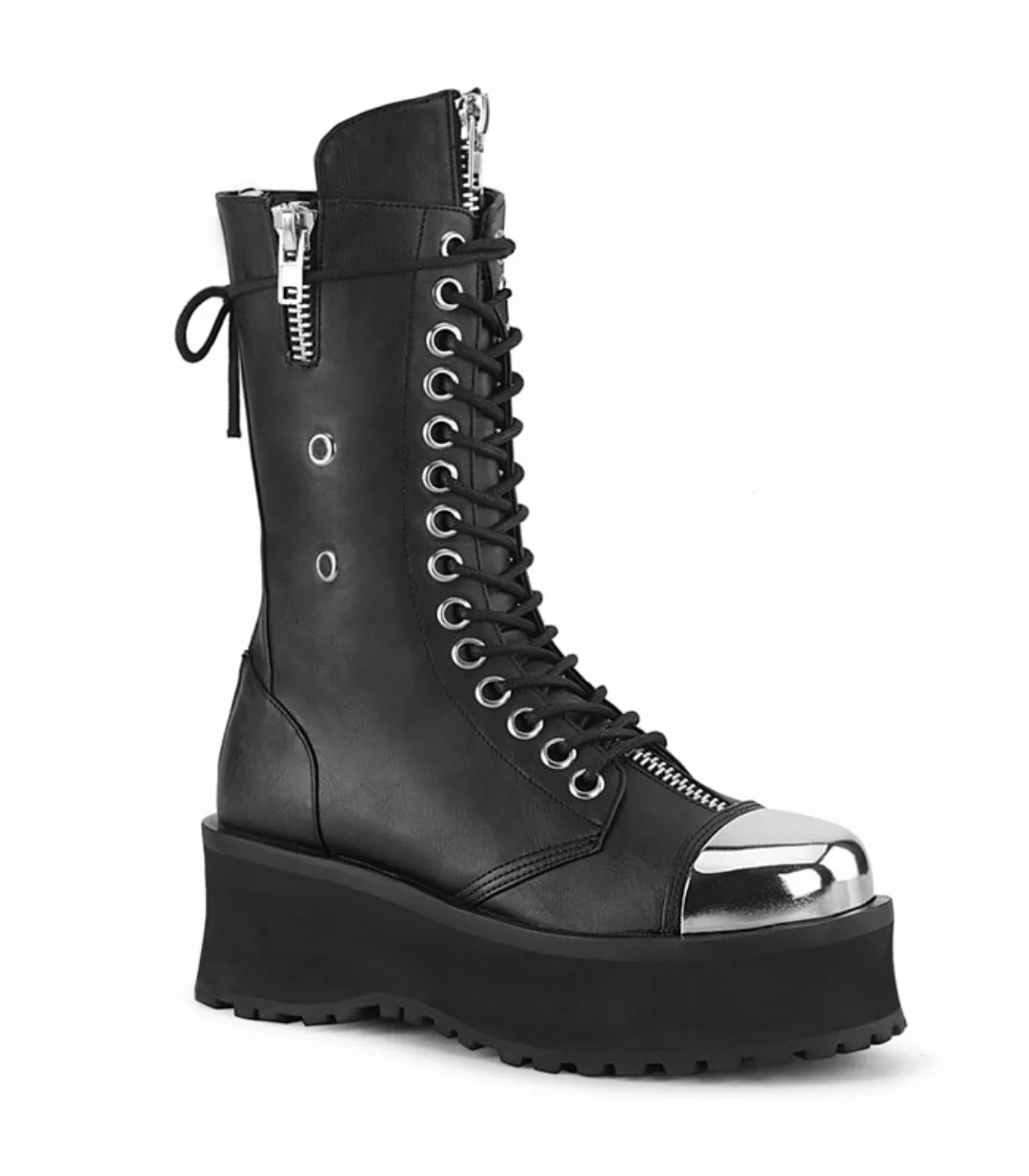 Plateau Ankle Boots GRAVEDIGGER-14 - Schwarz/Silber  (Schuhgröße: EUR 36) günstig online kaufen