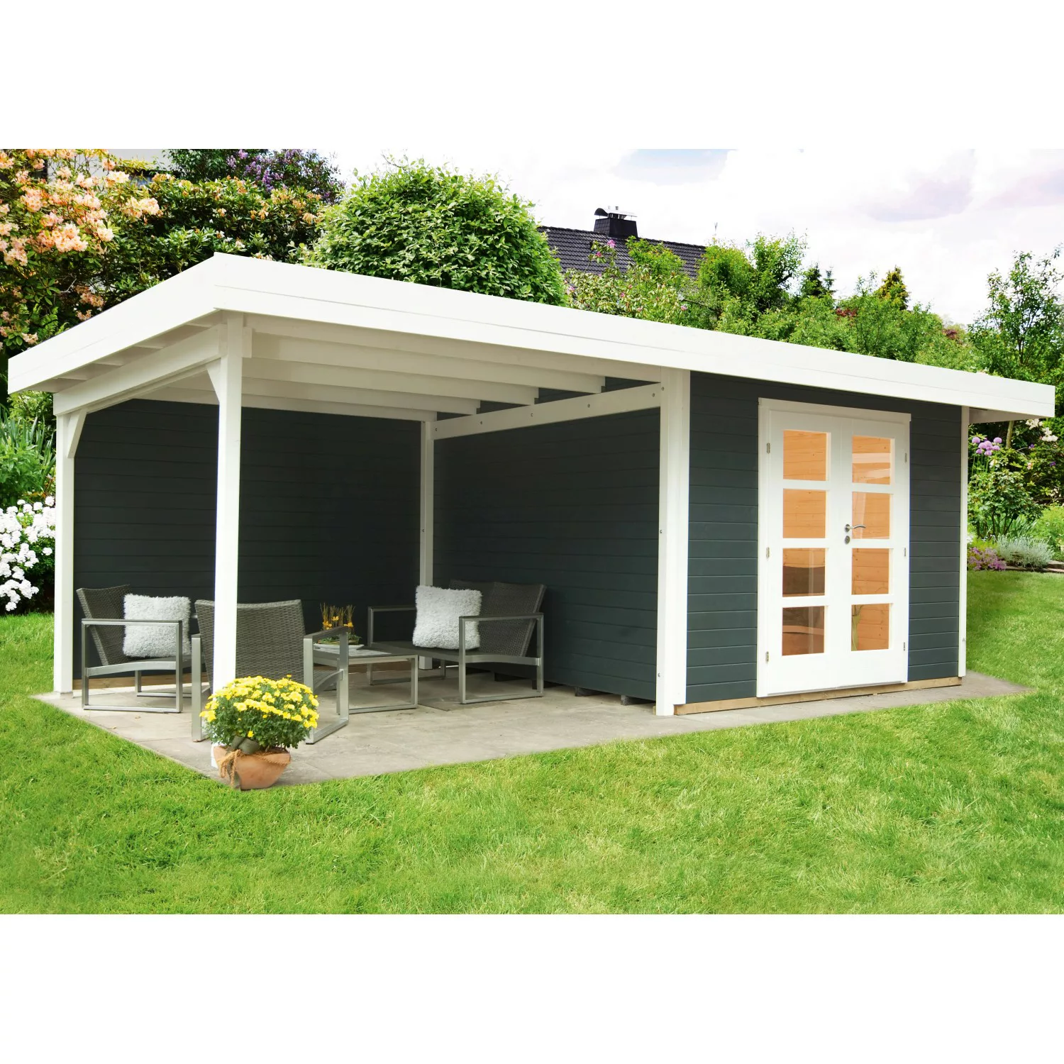 W. Finnhaus Holz-Gartenhaus Relax Lounge B Anthr. BxT 590x241 dav. 295 cm A günstig online kaufen