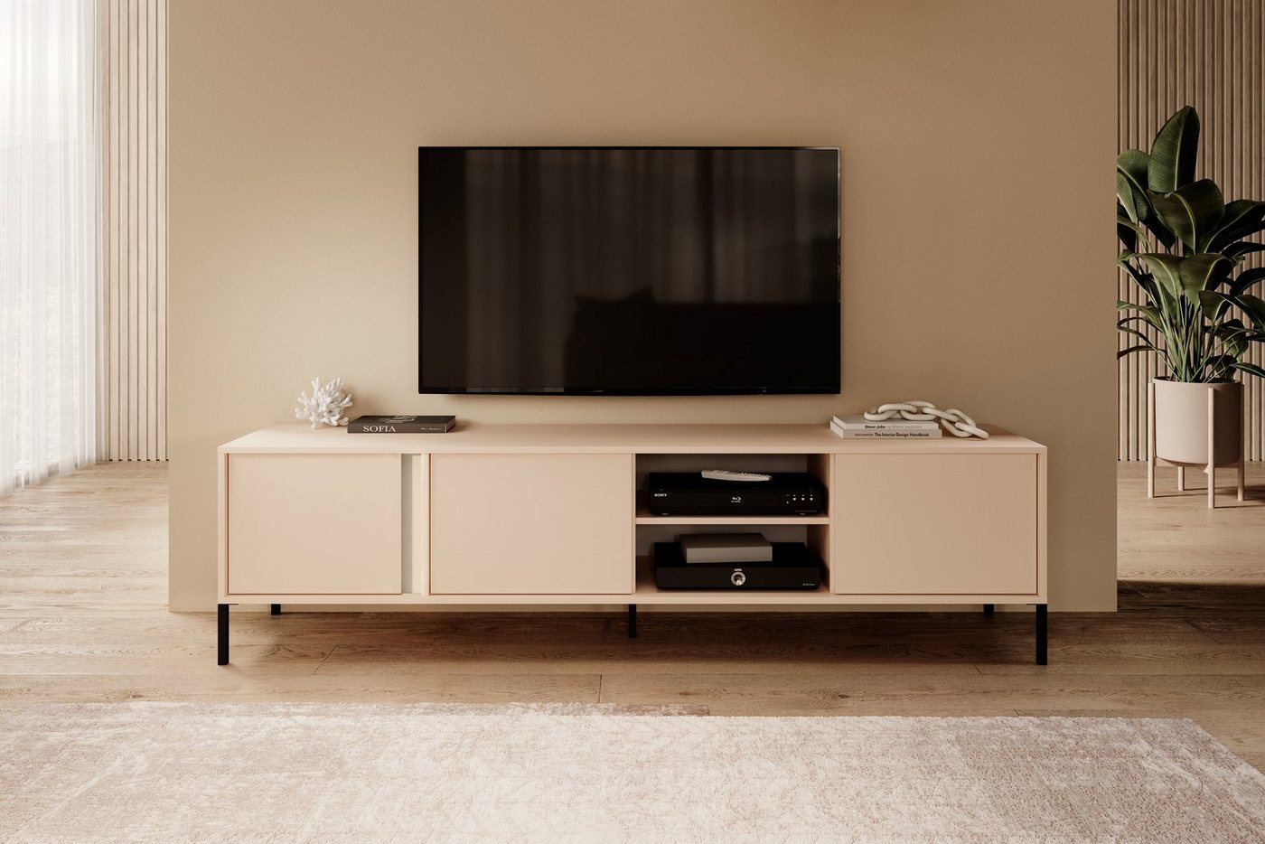 Furnix TV-Schrank DASTI 203 Fernsehschrank mit Türen, Metallfüßen 202,9 x H günstig online kaufen