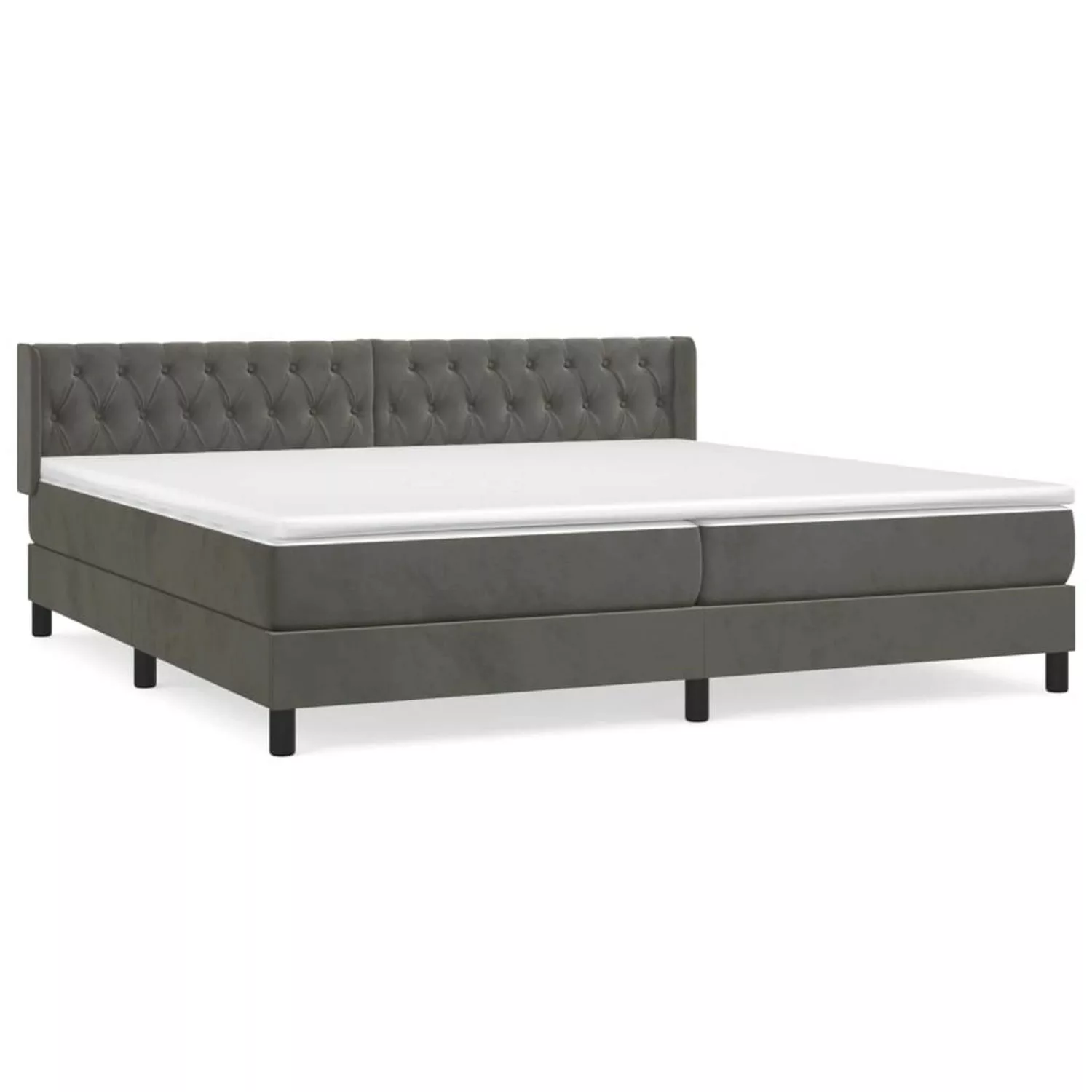 vidaXL Boxspringbett Boxspringbett mit Matratze Dunkelgrau 200x200 cm Samt günstig online kaufen