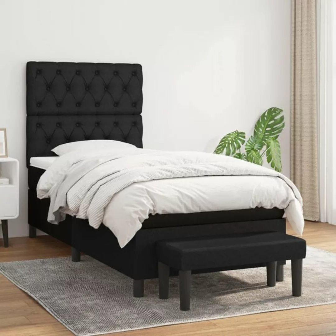 vidaXL Bettgestell Boxspringbett mit Matratze Schwarz 80x200 cm Stoff Bett günstig online kaufen