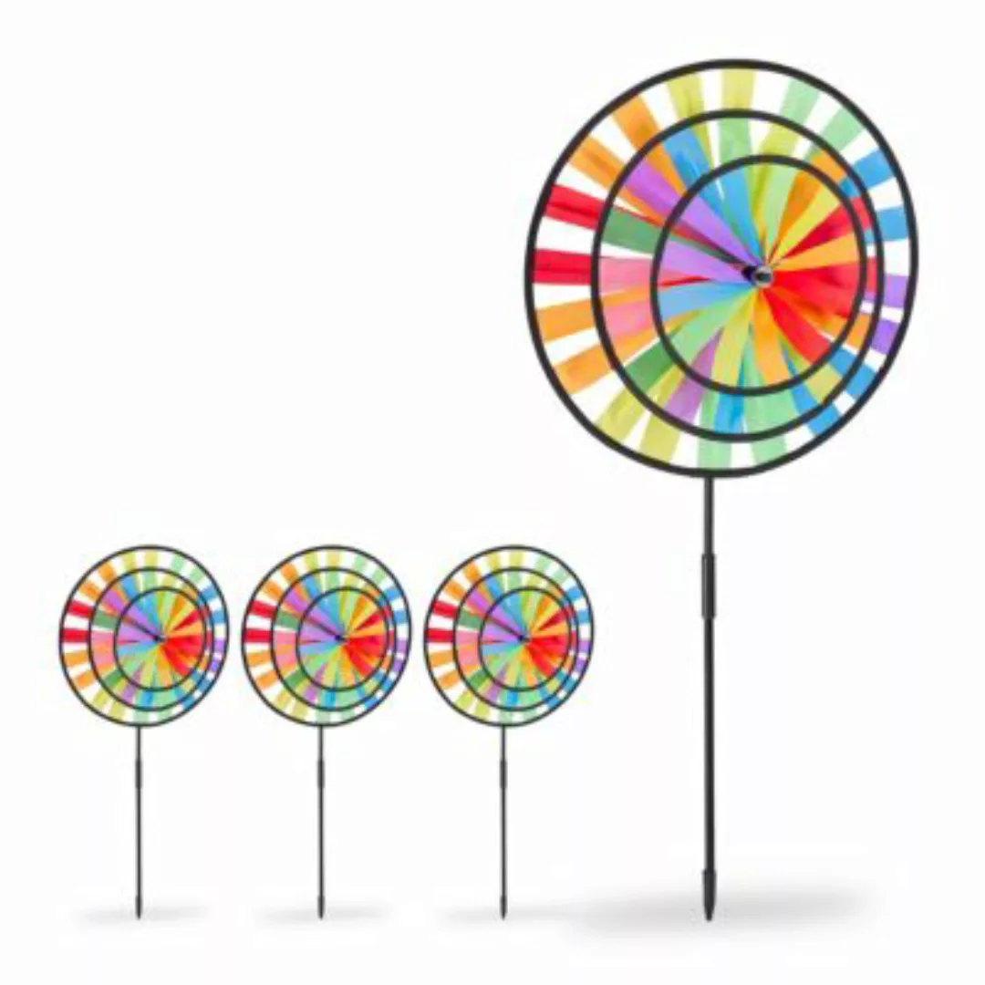 relaxdays 4 x Windrad Regenbogen mehrfarbig günstig online kaufen