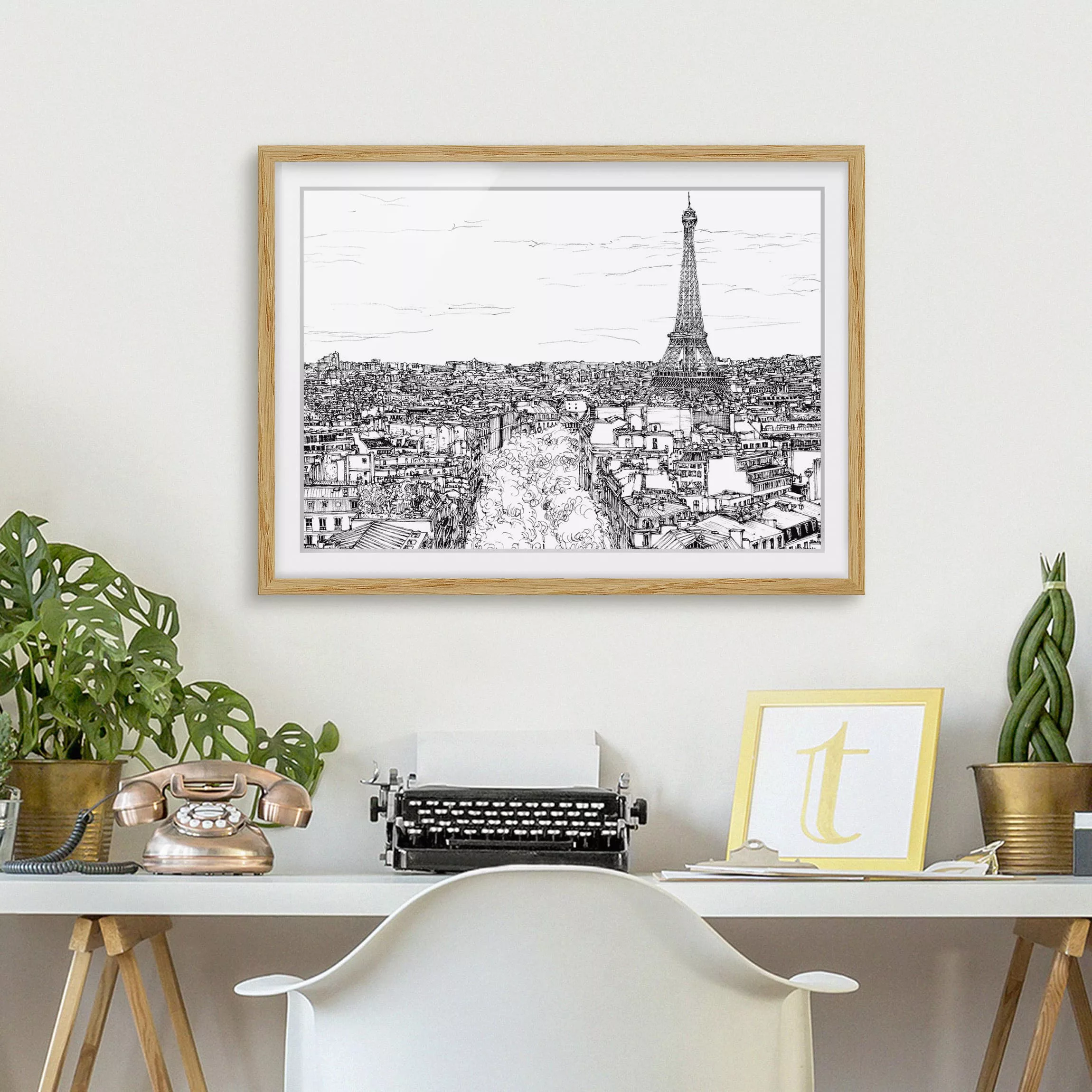 Architektur & Skyline Bild mit Rahmen Stadtstudie - Paris günstig online kaufen