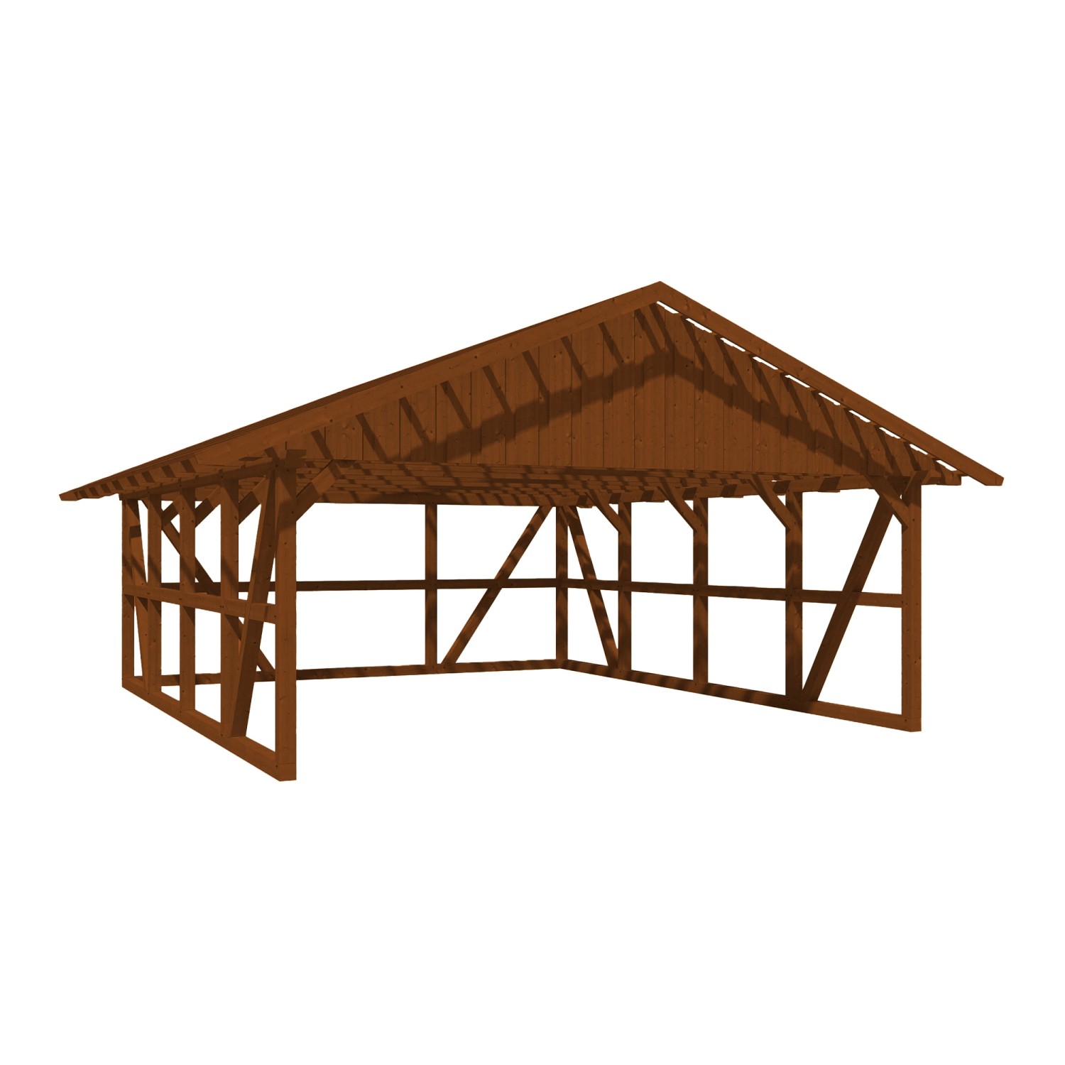 Skan Holz Carport Schwarzwald m. Dachlattung u. Rückwand 684 x 772 cm Nuss günstig online kaufen