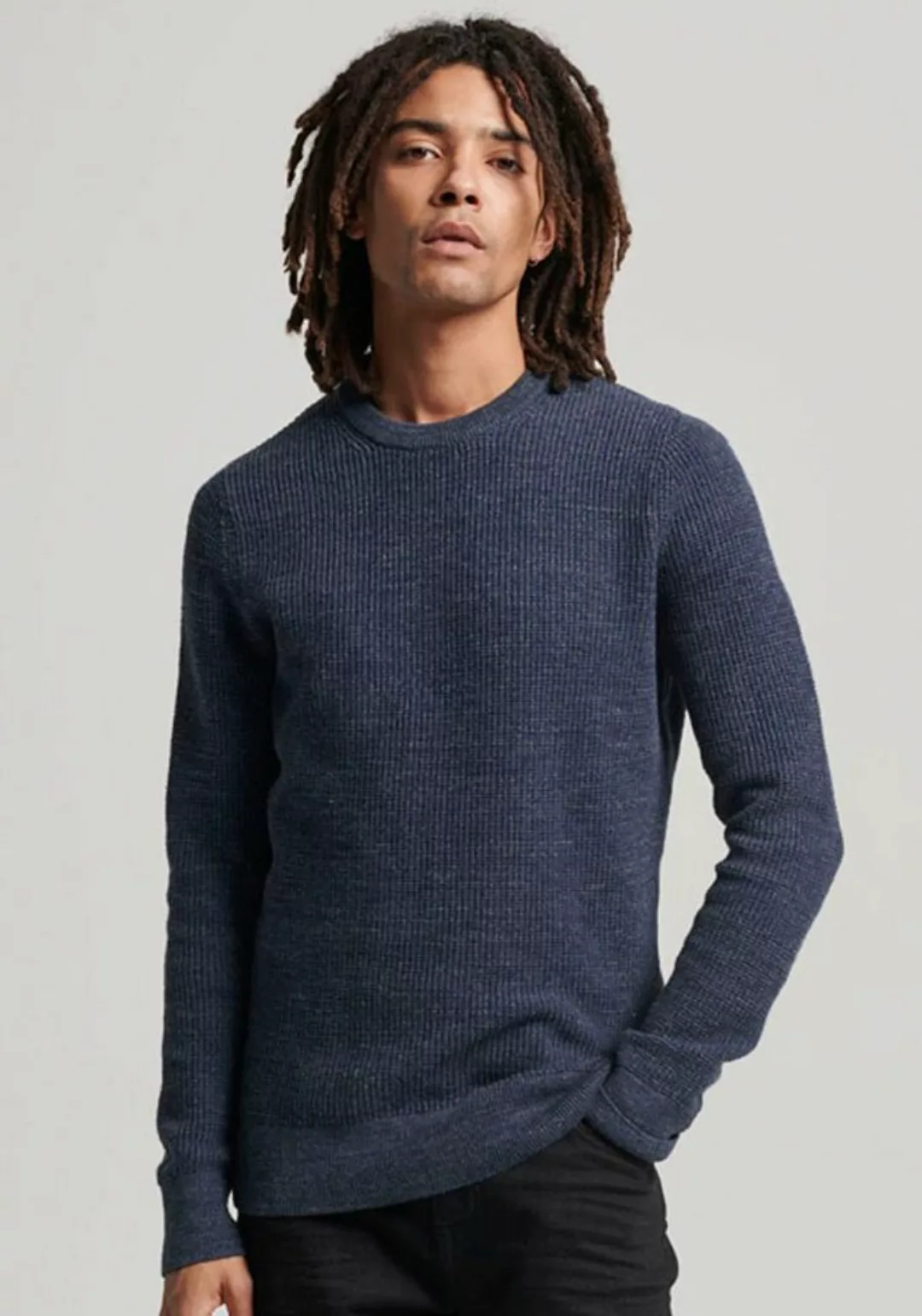 Superdry Strickpullover TEXTURED CREW KNIT JUMPER mit strukturiertem Waffel günstig online kaufen