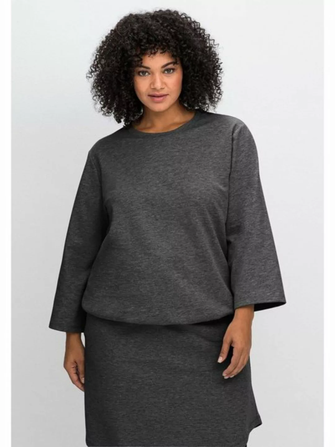Sheego Sweatshirt "Große Größen", mit Gummibund und 7/8-Ärmeln günstig online kaufen