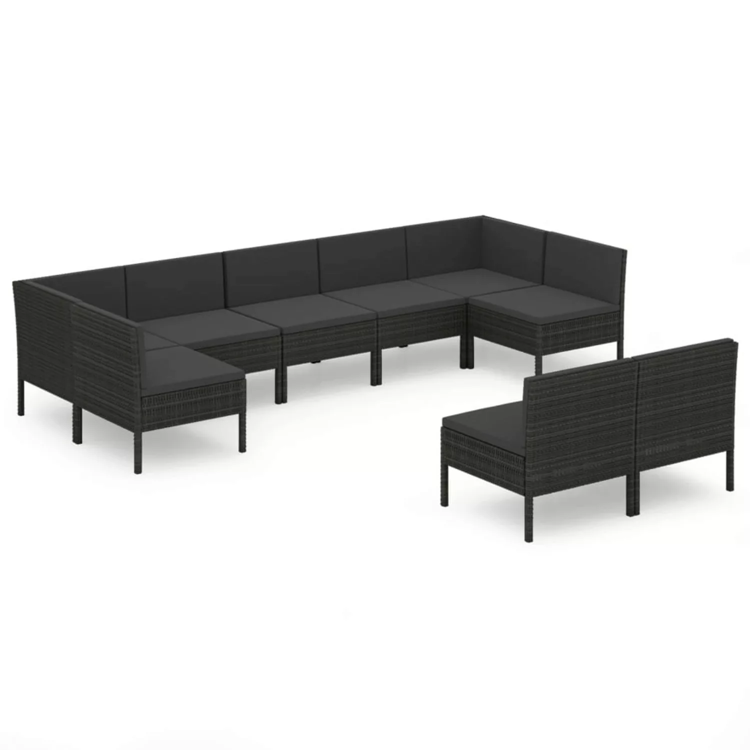 9-tlg. Garten-lounge-set Mit Auflagen Poly Rattan Schwarz günstig online kaufen